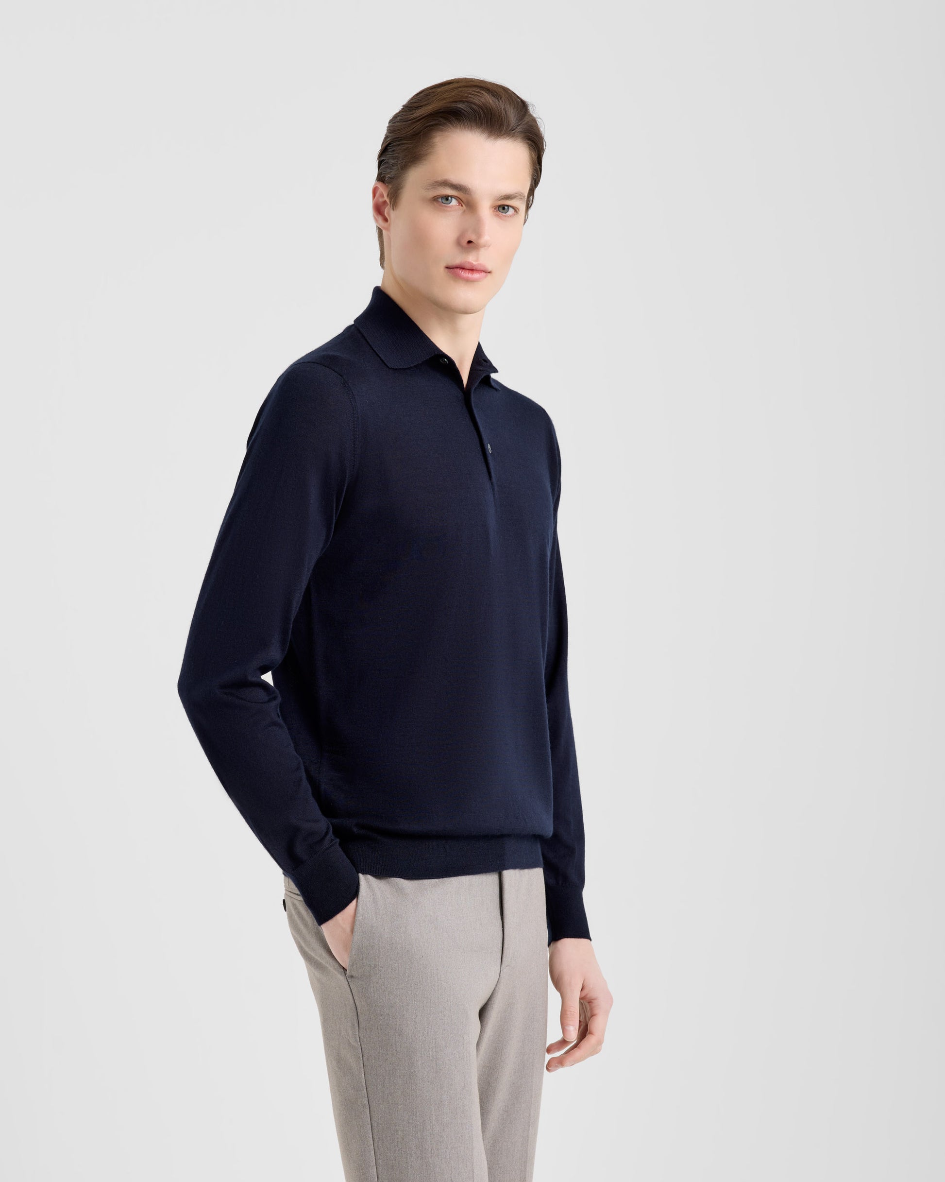 Maglia polo manica lunga Navy | Filippo De Laurentiis