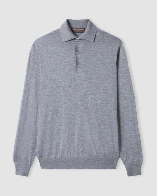 Long sleeved polo shirt Smoke grey | Filippo De Laurentiis