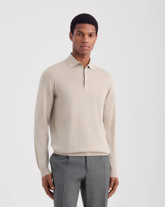 Long sleeved polo shirt Beige | Filippo De Laurentiis