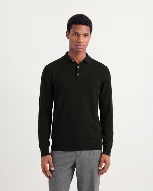 Long sleeved polo shirt Black | Filippo De Laurentiis
