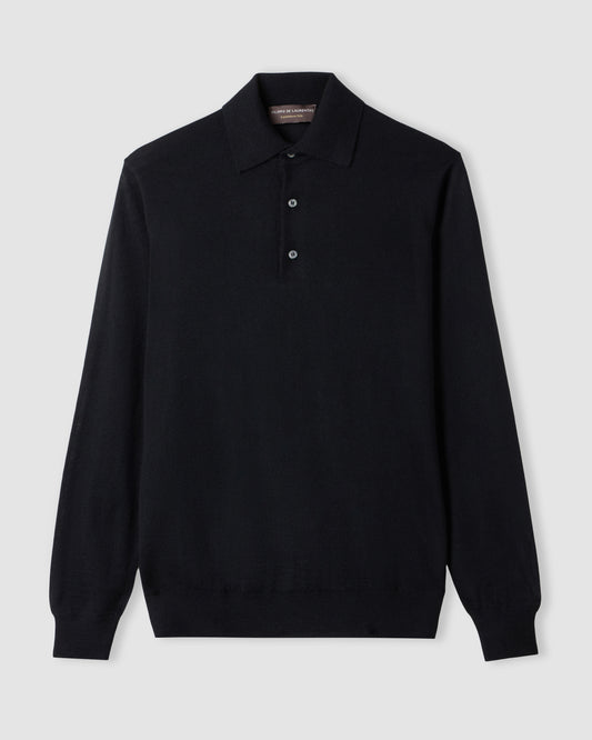 Long sleeved polo shirt Black | Filippo De Laurentiis