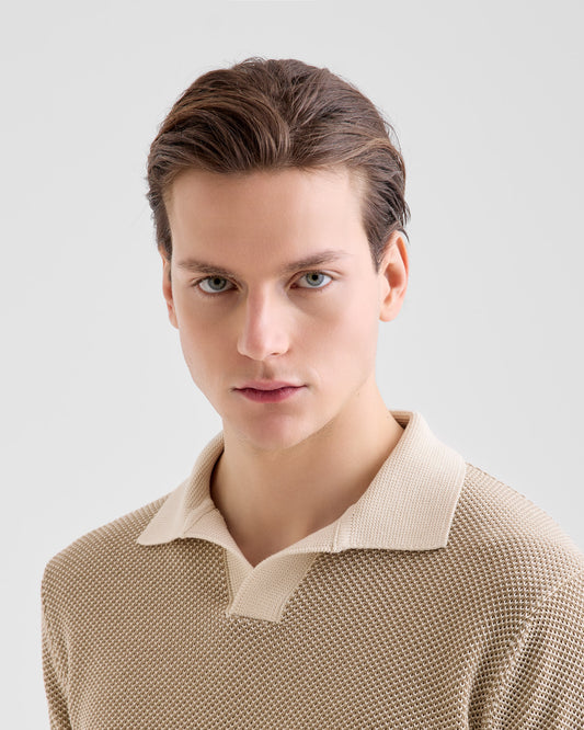 Skipper polo shirt SAND - WOOL | Filippo De Laurentiis