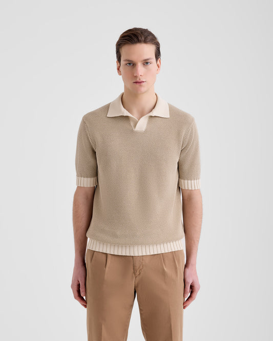 Skipper polo shirt SAND - WOOL | Filippo De Laurentiis