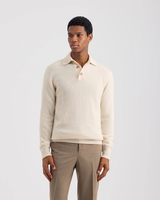 Long sleeve polo shirt ECRU | Filippo De Laurentiis
