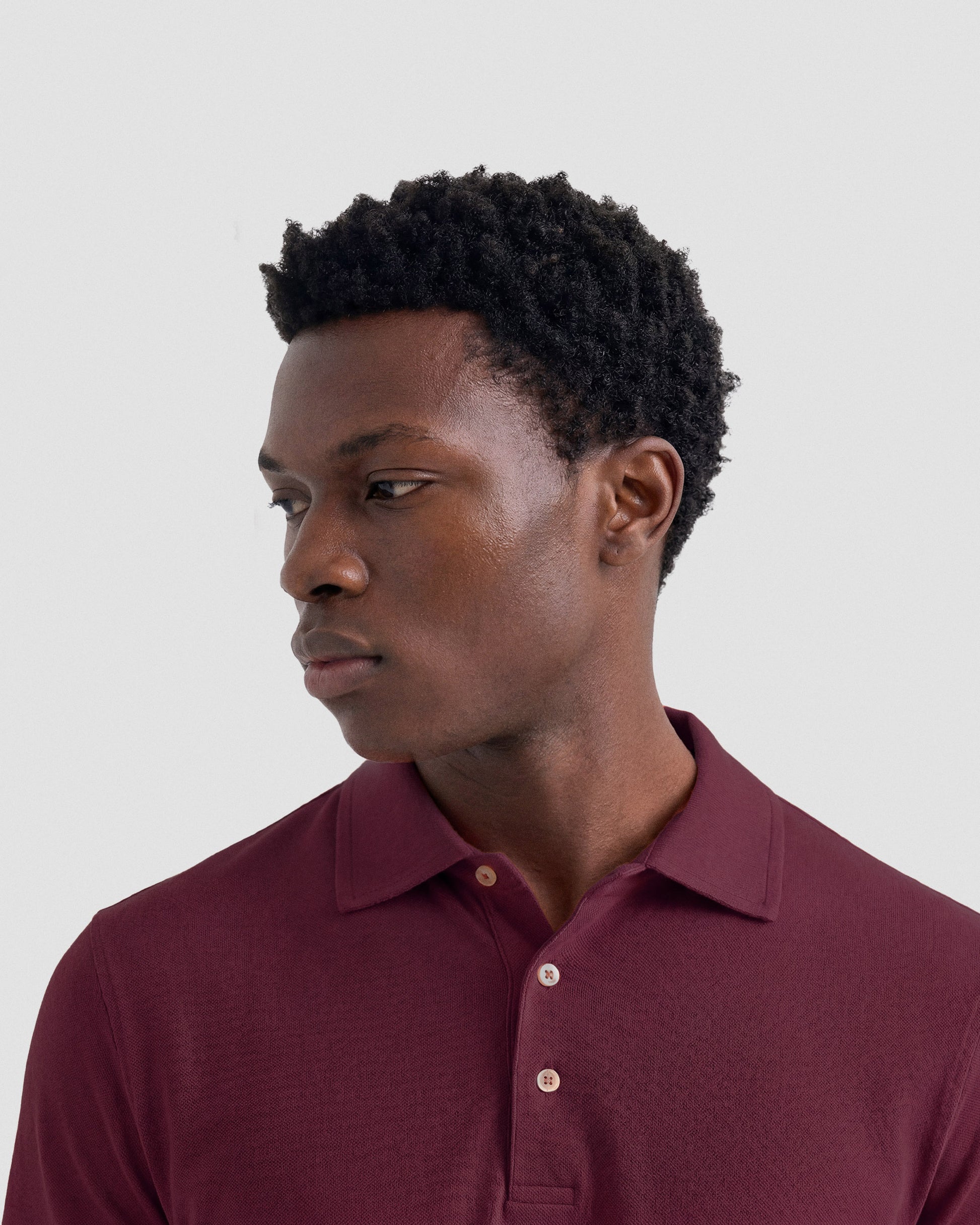 Short sleeve polo sweater bordeaux | Filippo De Laurentiis