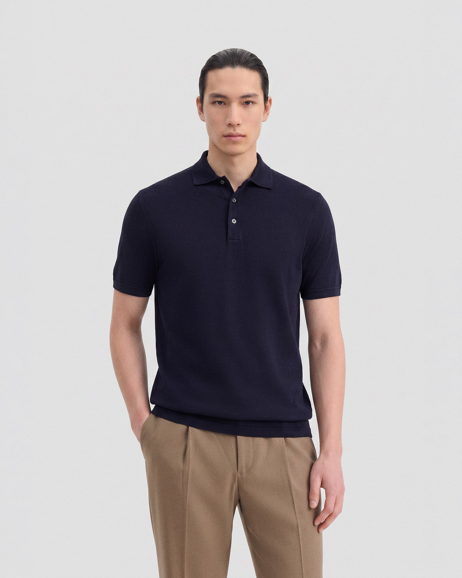 Short sleeve polo sweater NAVY BLUE | Filippo De Laurentiis