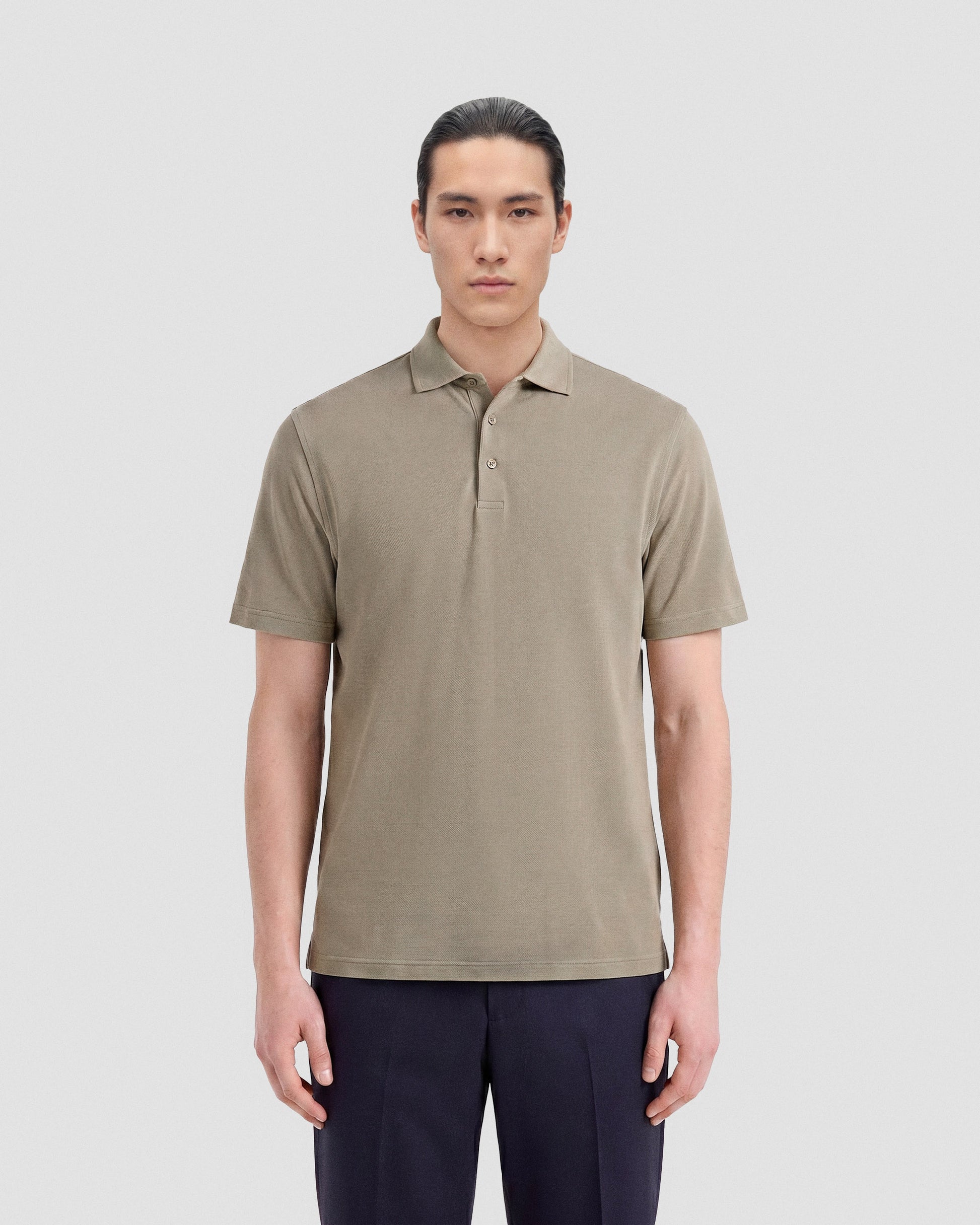 Short sleeve polo sweater TAUPE | Filippo De Laurentiis