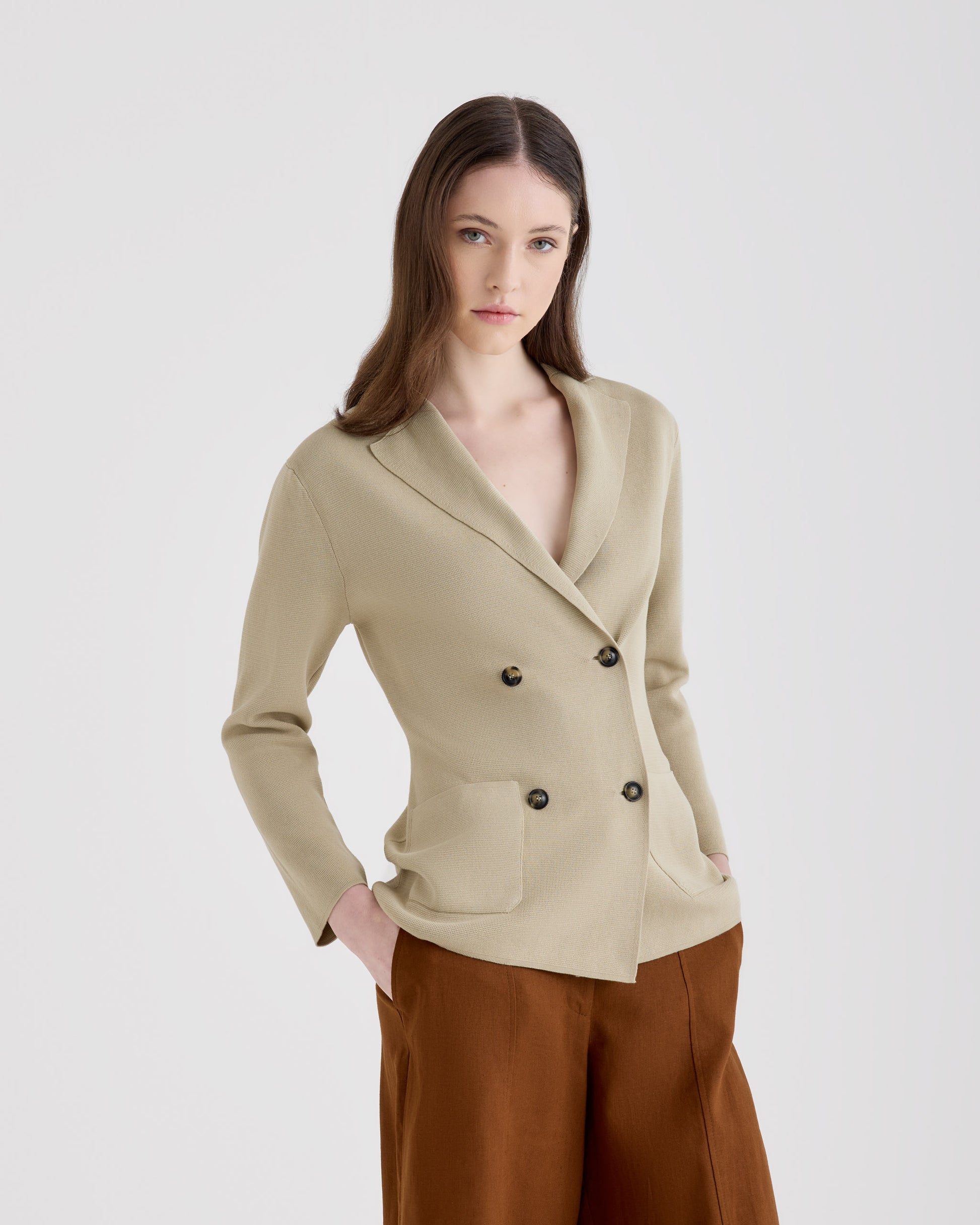 Double breasted blazer SAND | Filippo De Laurentiis