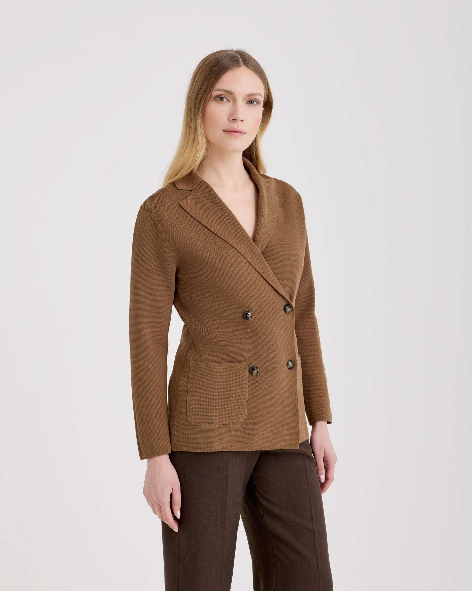 Double breasted blazer DARK CAMEL | Filippo De Laurentiis