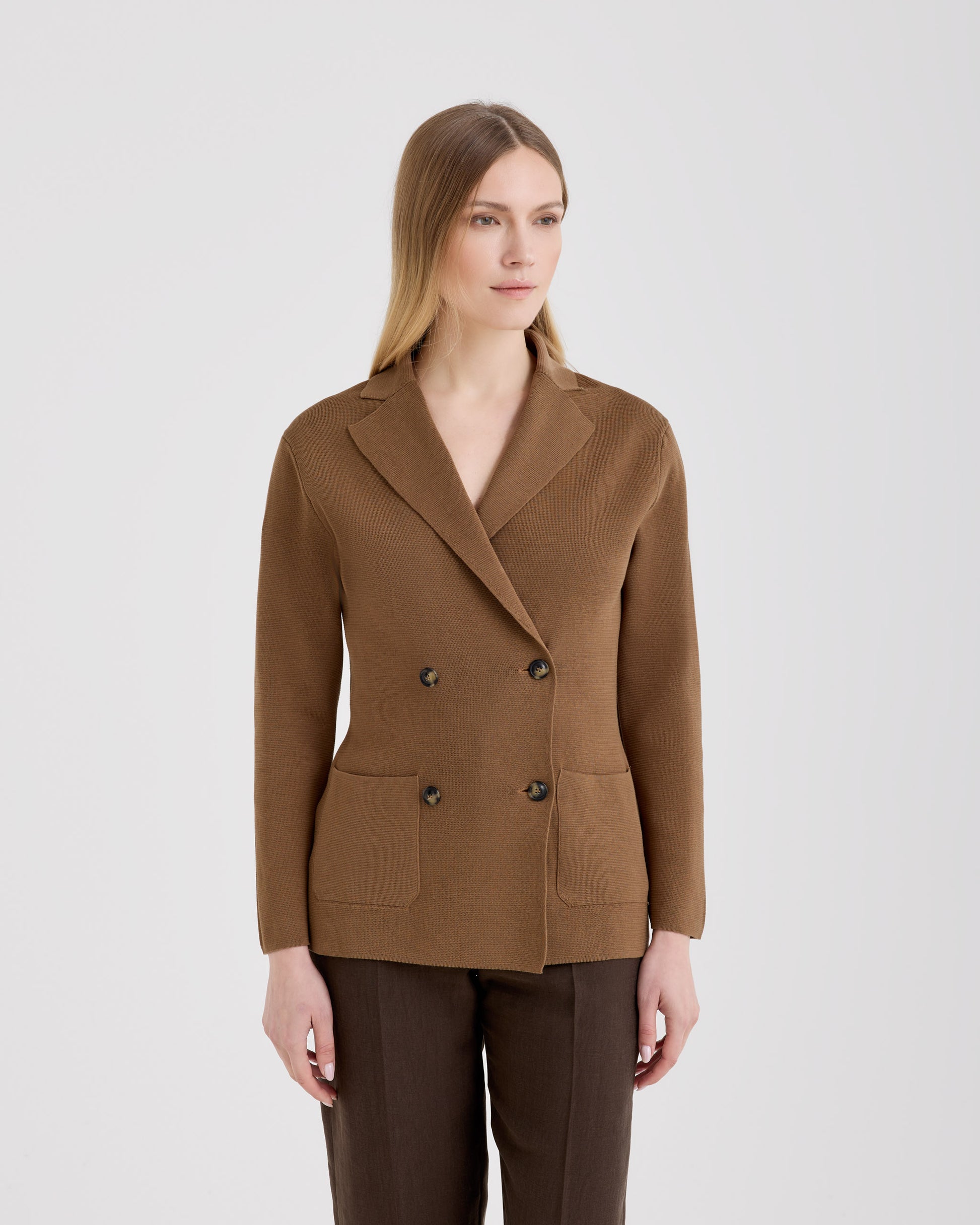 Double breasted blazer DARK CAMEL | Filippo De Laurentiis