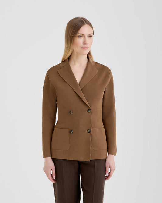 Double breasted blazer DARK CAMEL | Filippo De Laurentiis