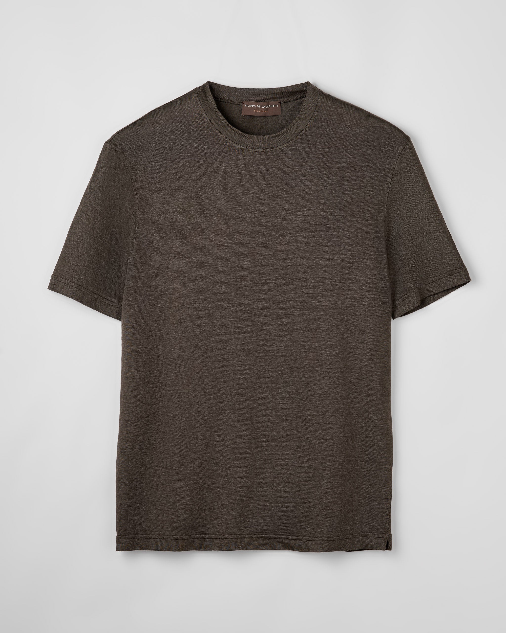 Stretch linen jersey slub T-shirt brown – Filippo De Laurentiis