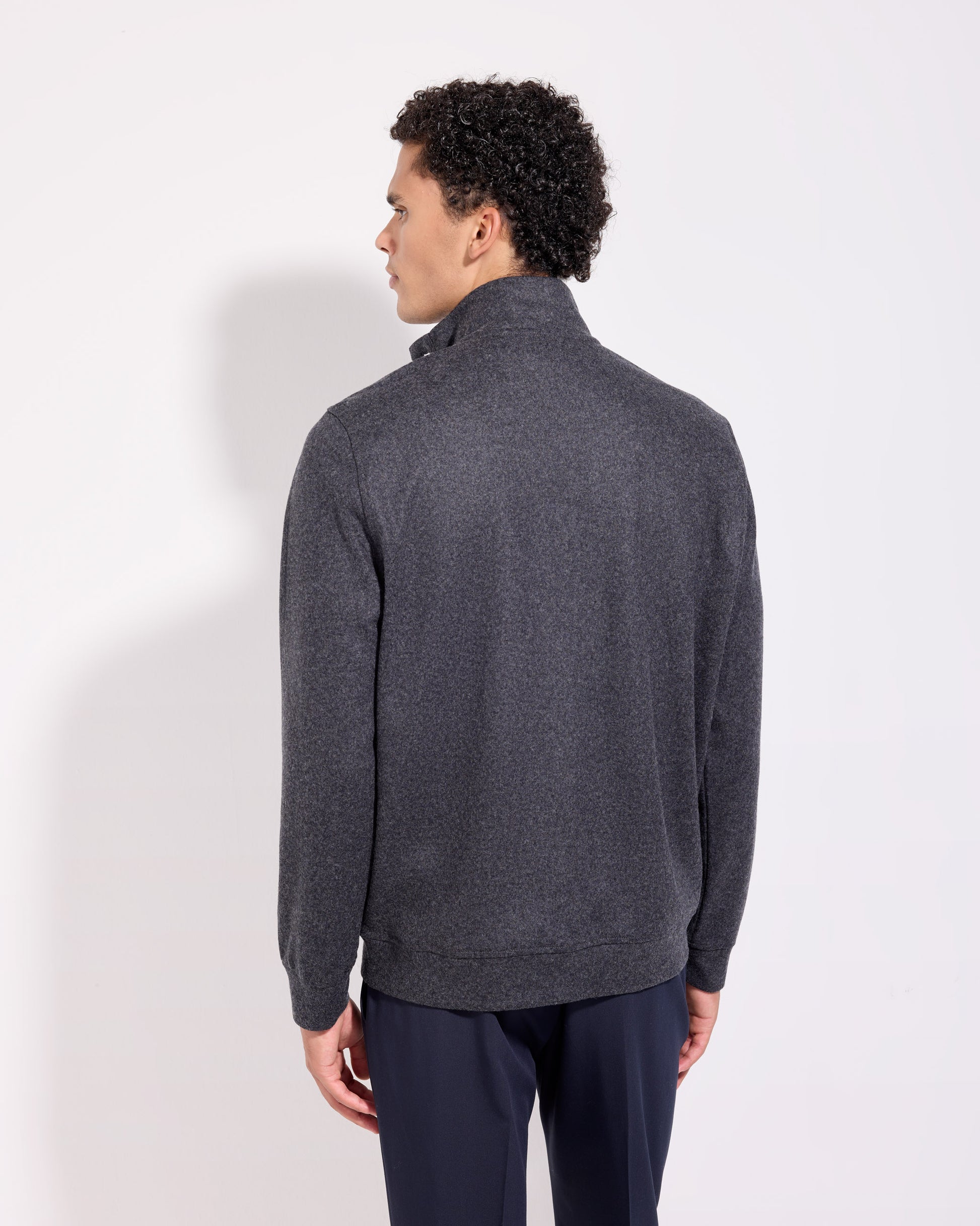 Cardigan bottoni in tessuto infeltrito lana cashmere antracite