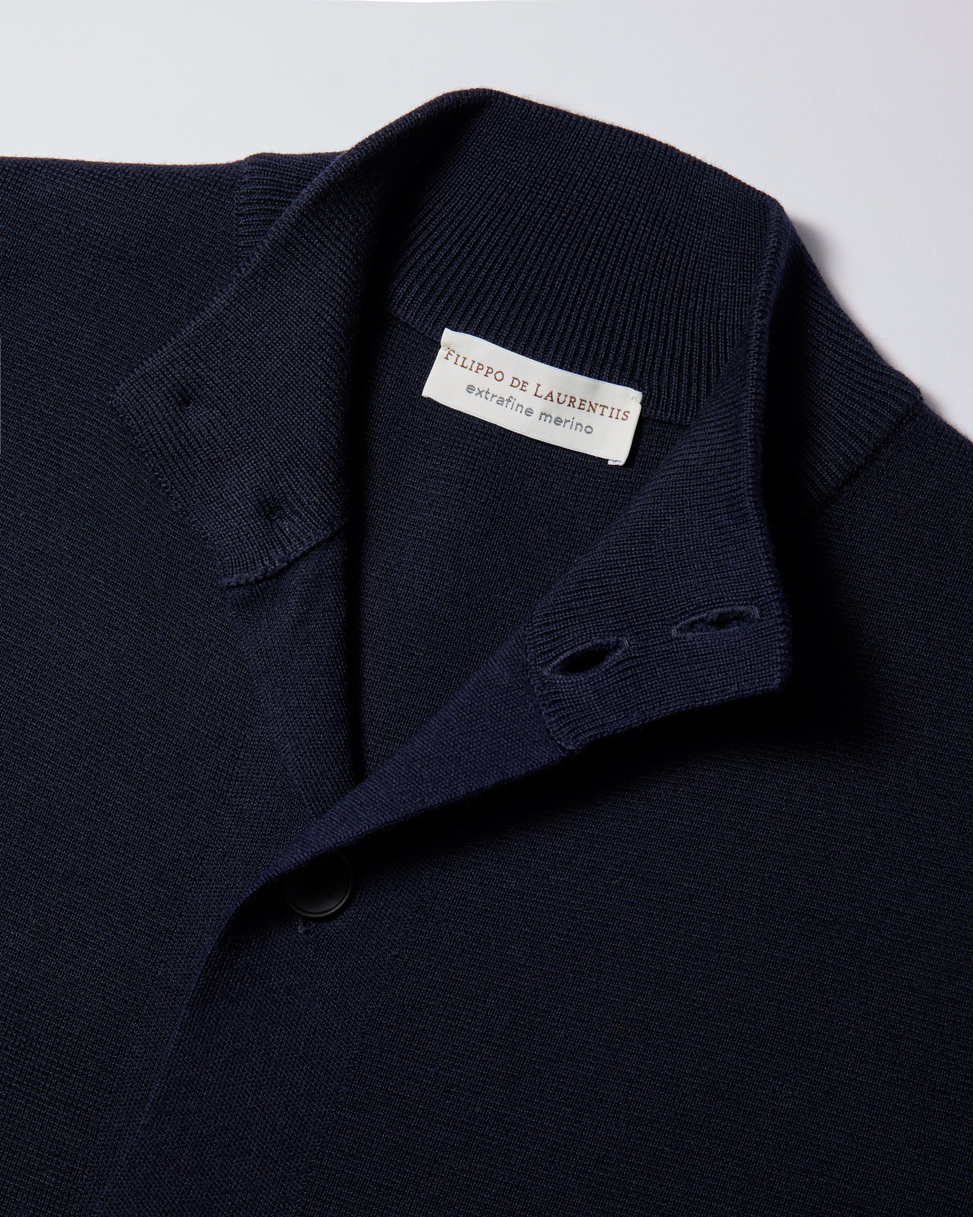 Cardigan con bottoni punto milano lana merino blu navy