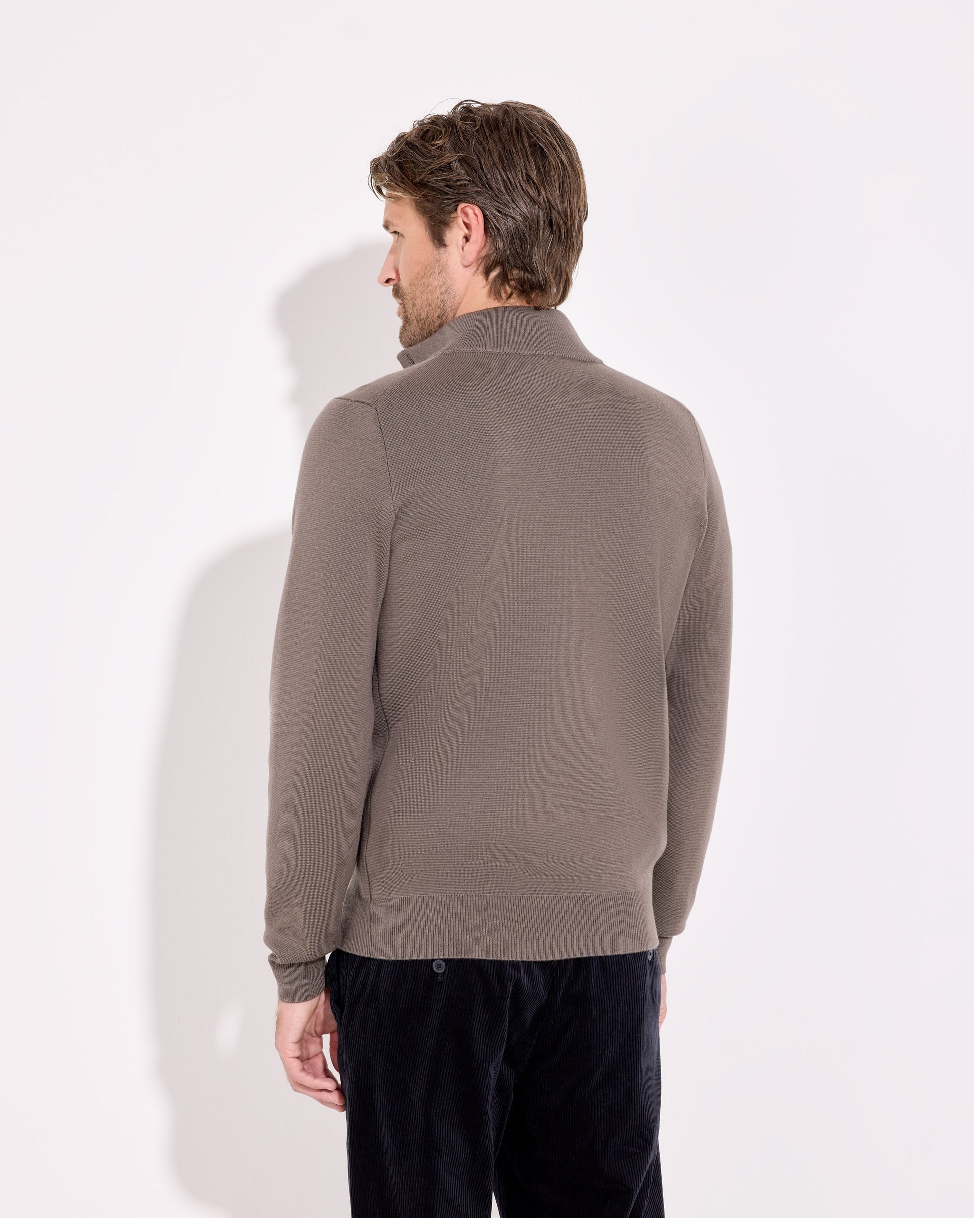 Cardigan con bottoni punto milano lana merino verde salvia