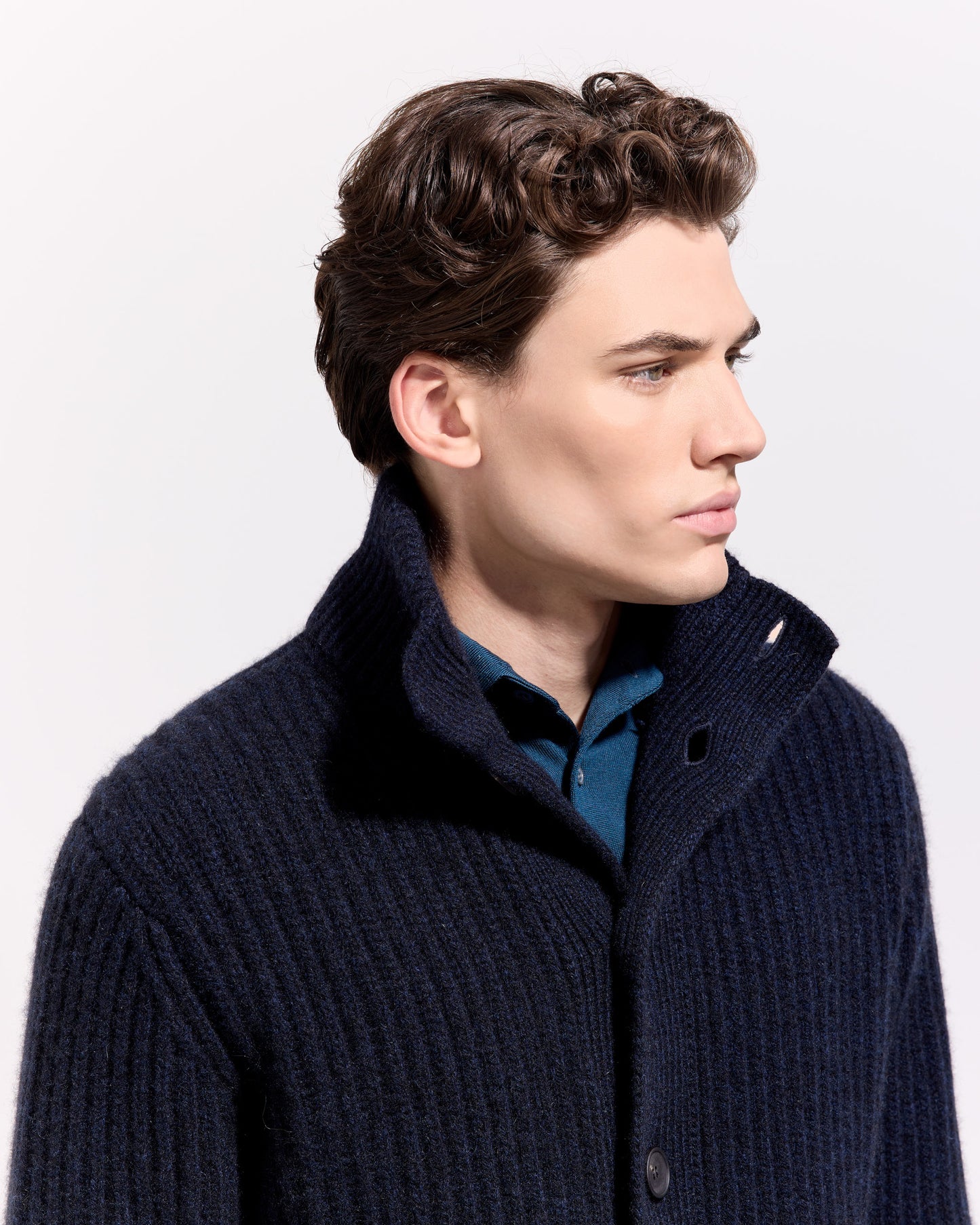 Cardigan con bottoni costa inglese cashmere blu navy