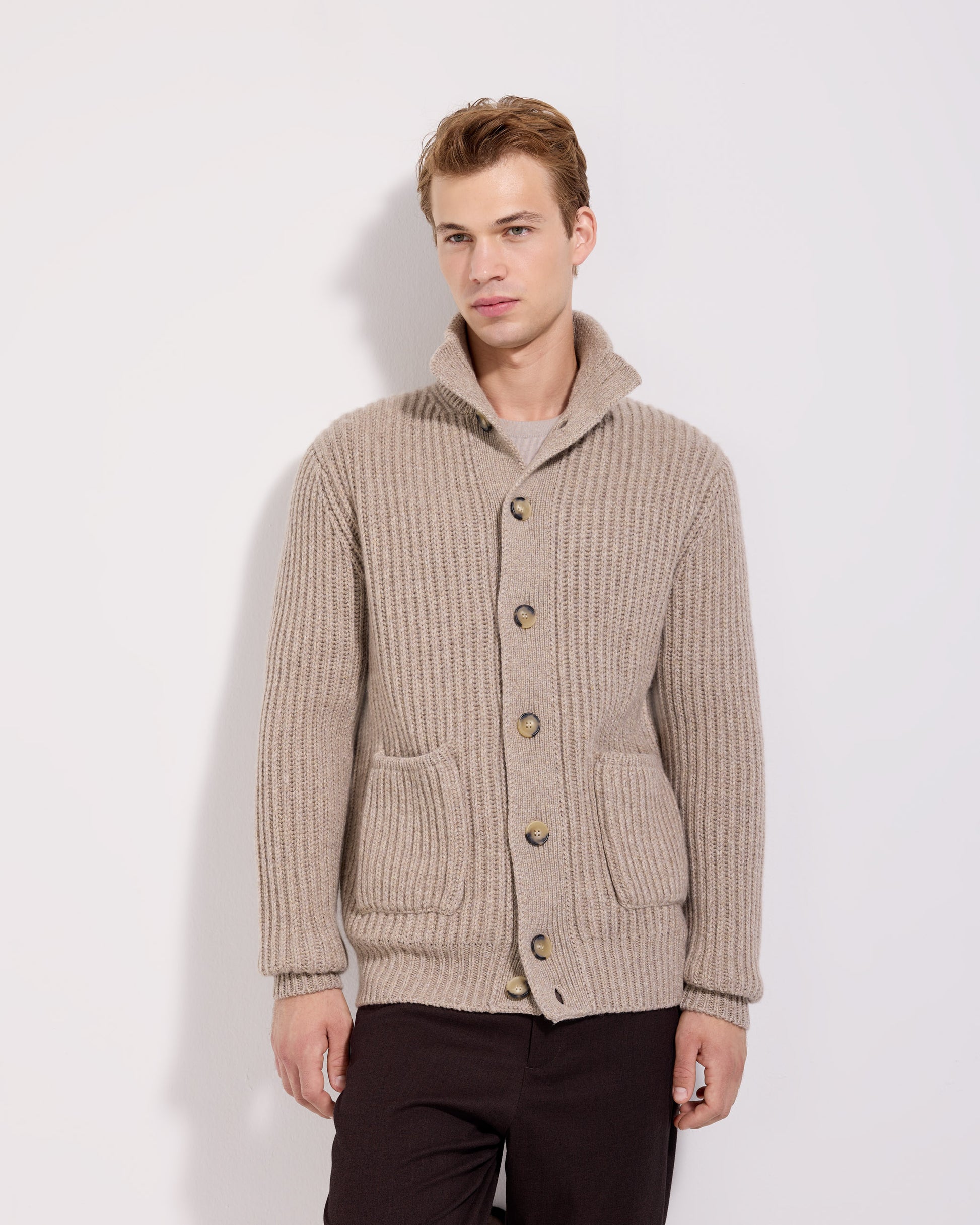 Cardigan con bottoni costa inglese cashmere corda