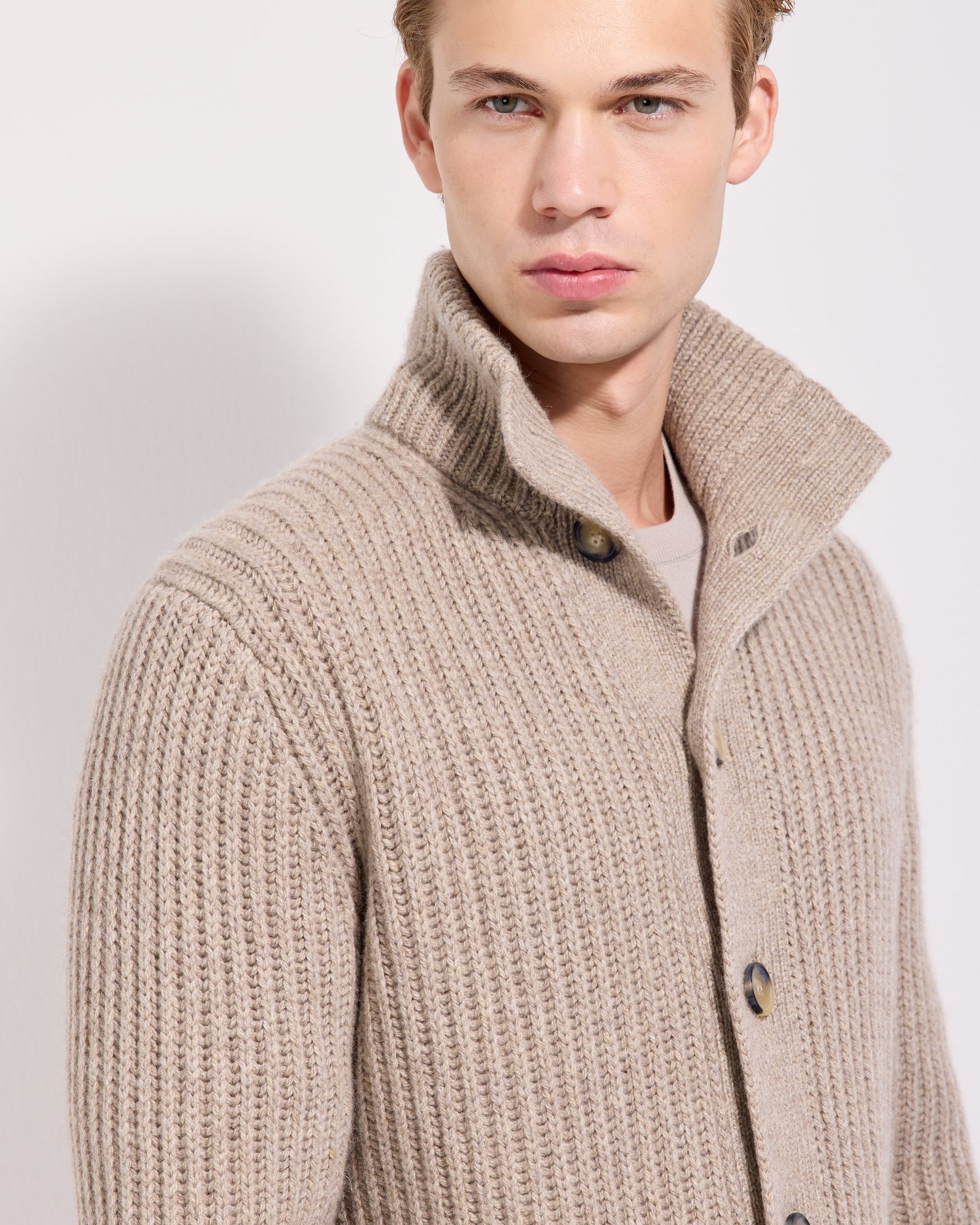 Cardigan con bottoni costa inglese cashmere corda