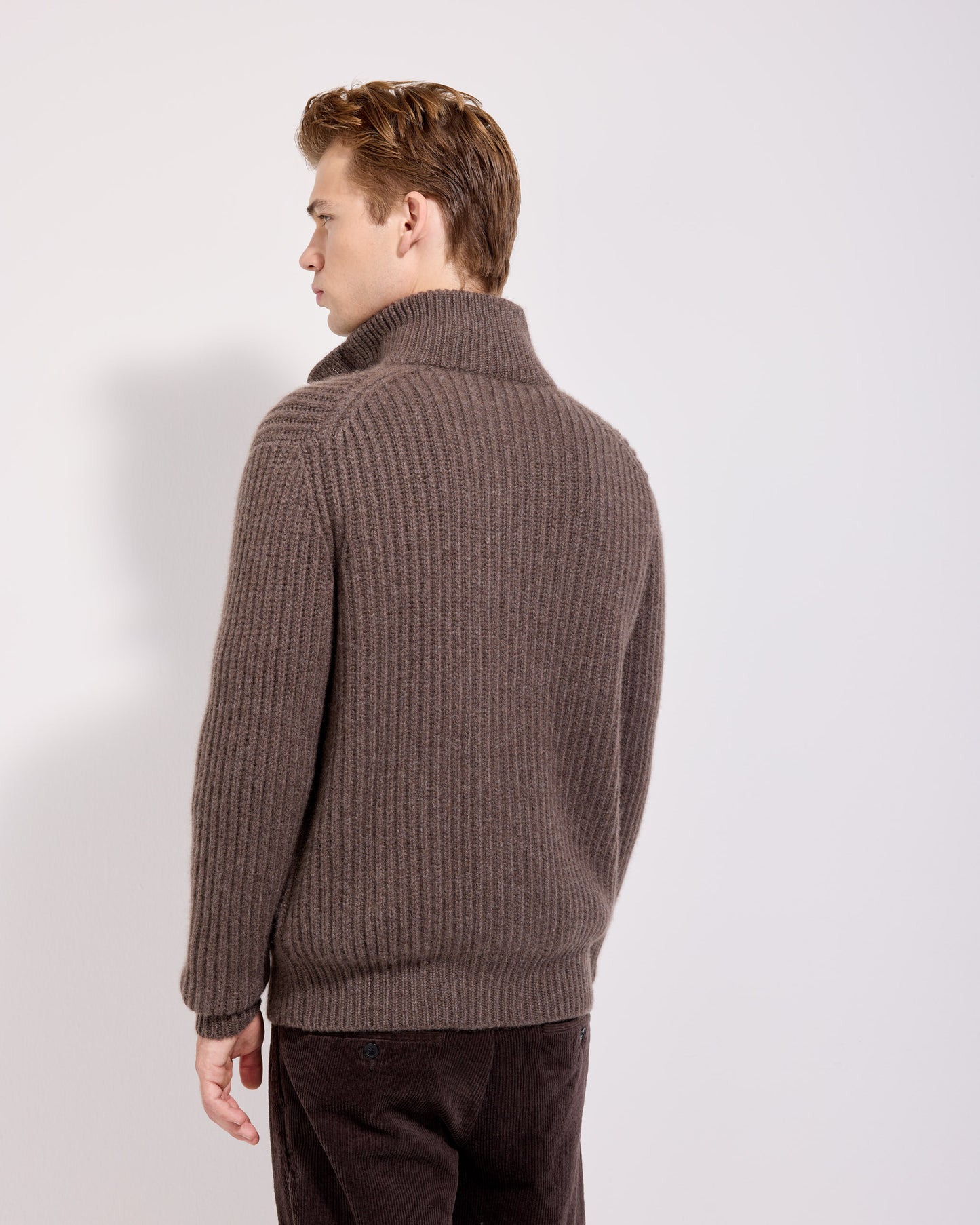 Cardigan con bottoni costa inglese cashmere tortora 