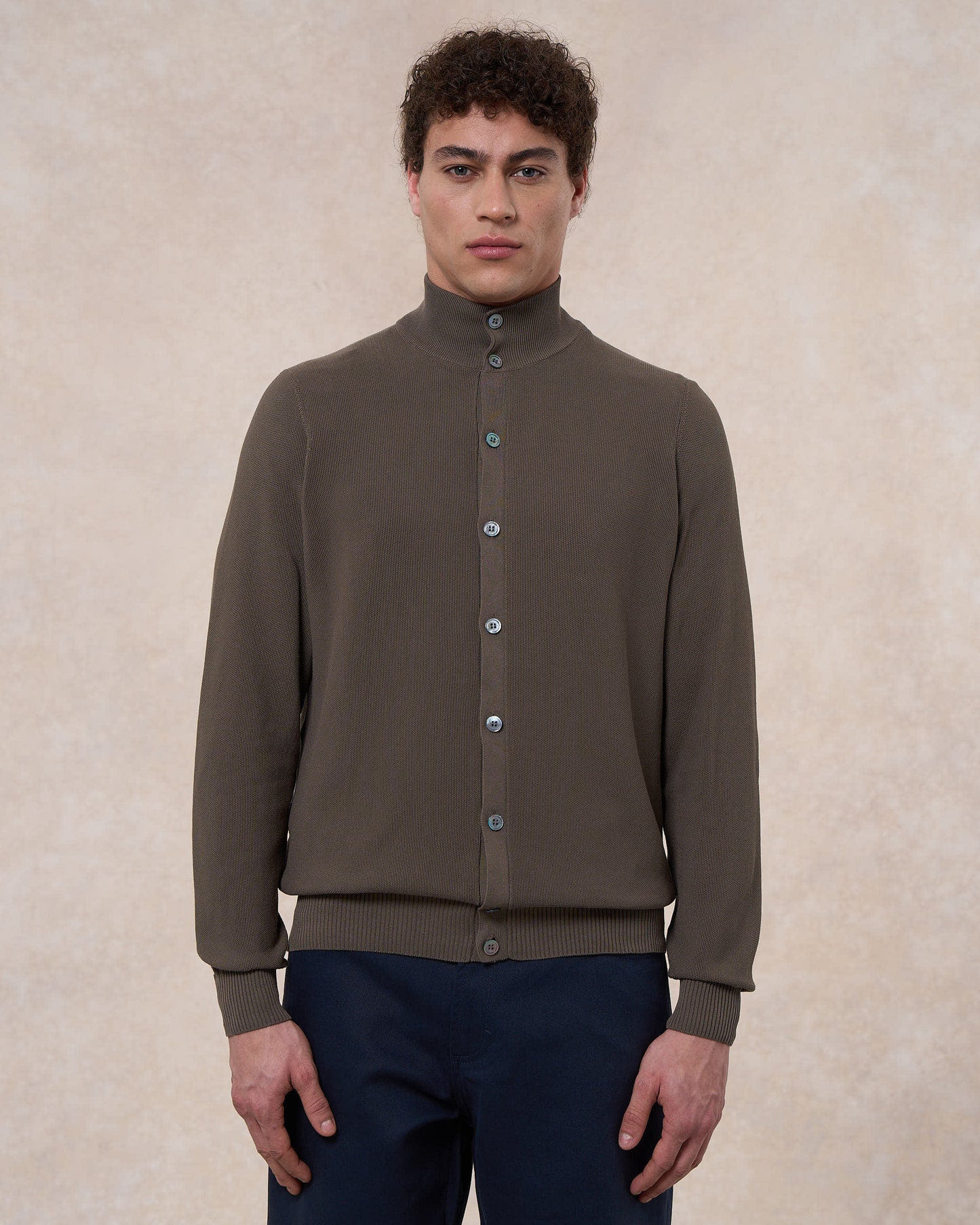 Blusotto verde oliva in cotone in punto riso