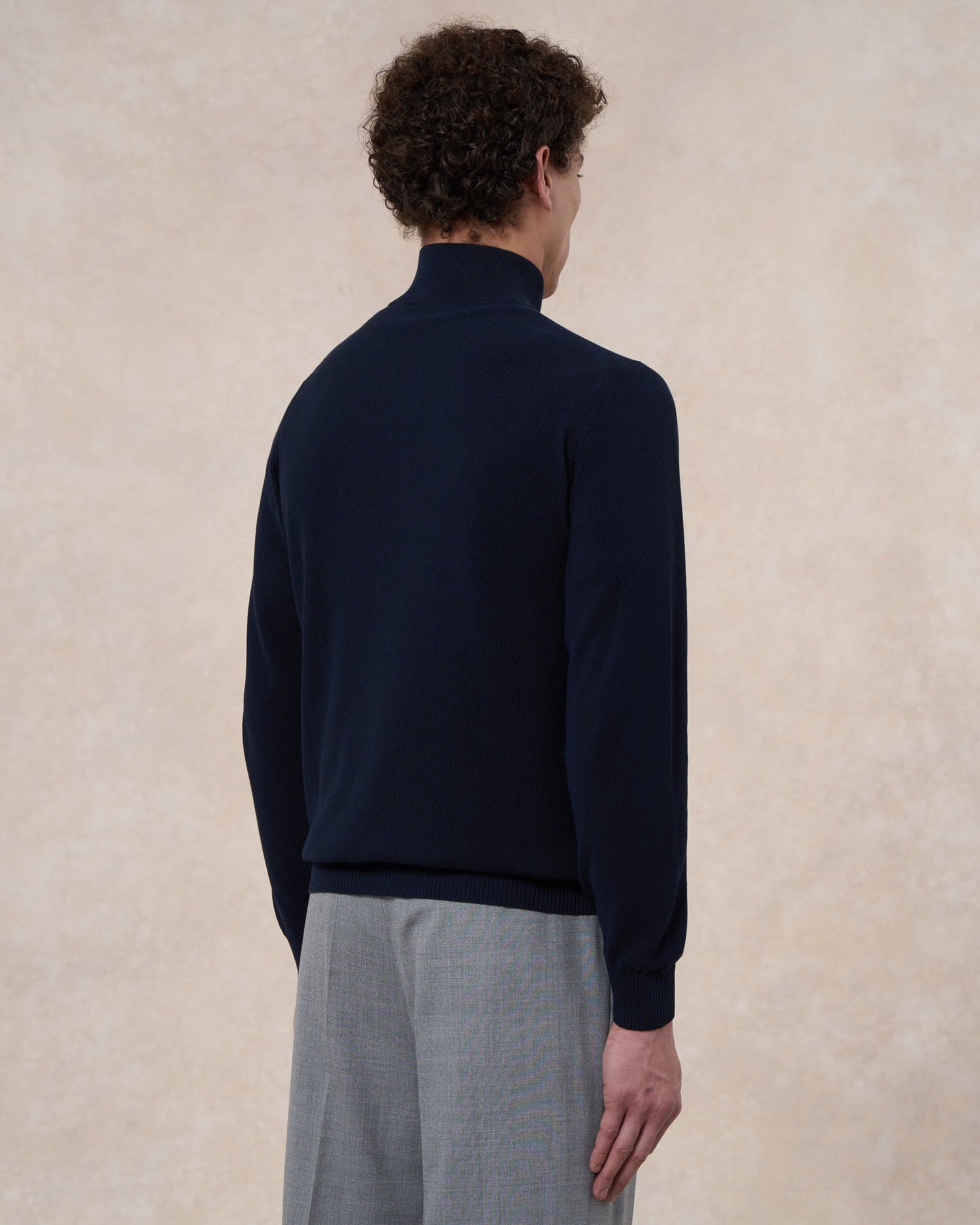 Blusotto blu navy in cotone in punto riso