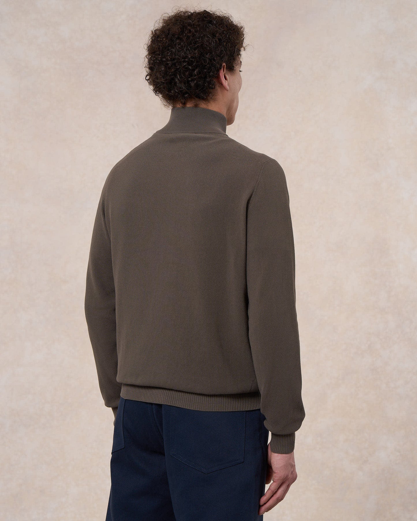 Blusotto verde oliva in cotone in punto riso