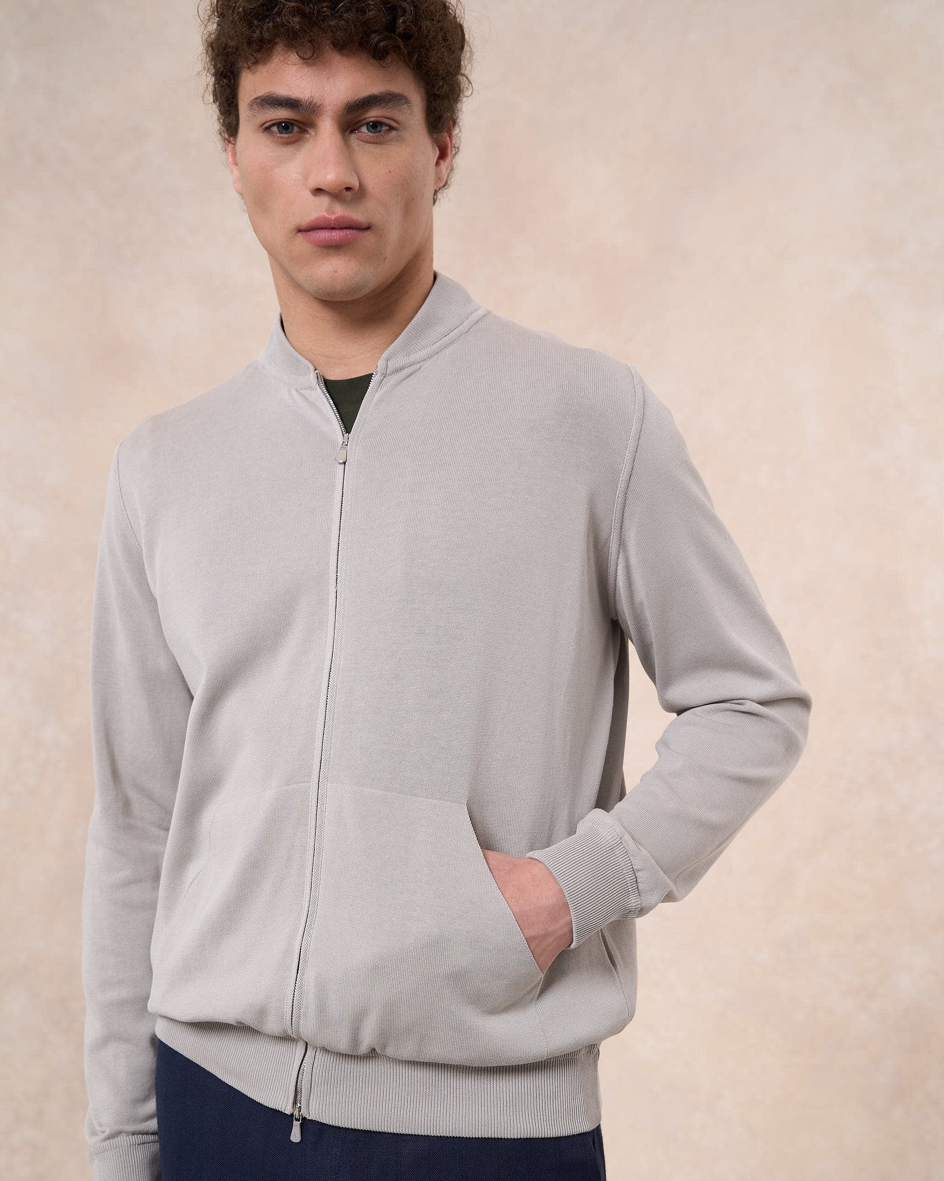 Giacca bomber grigio nebbia in cotone