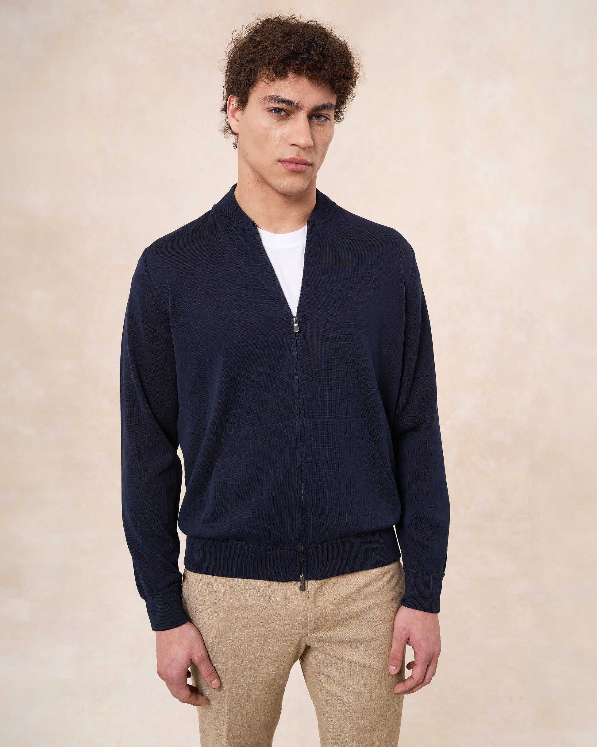 Giacca bomber blu navy in cotone
