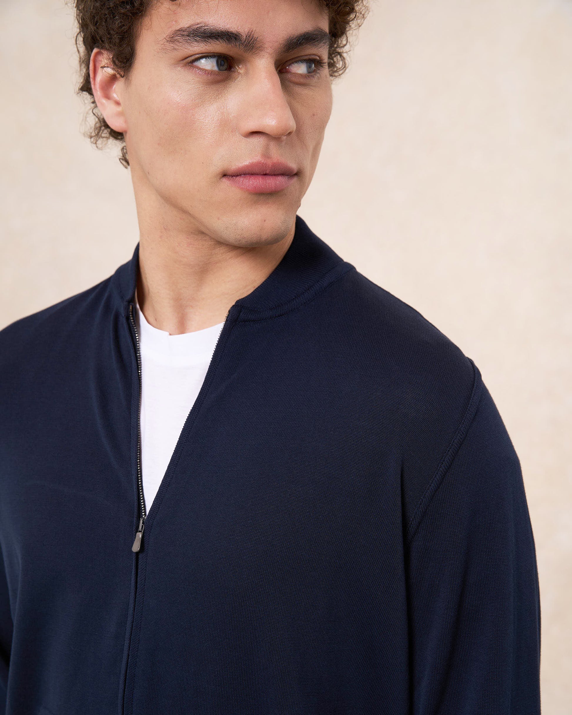 Giacca bomber blu navy in cotone