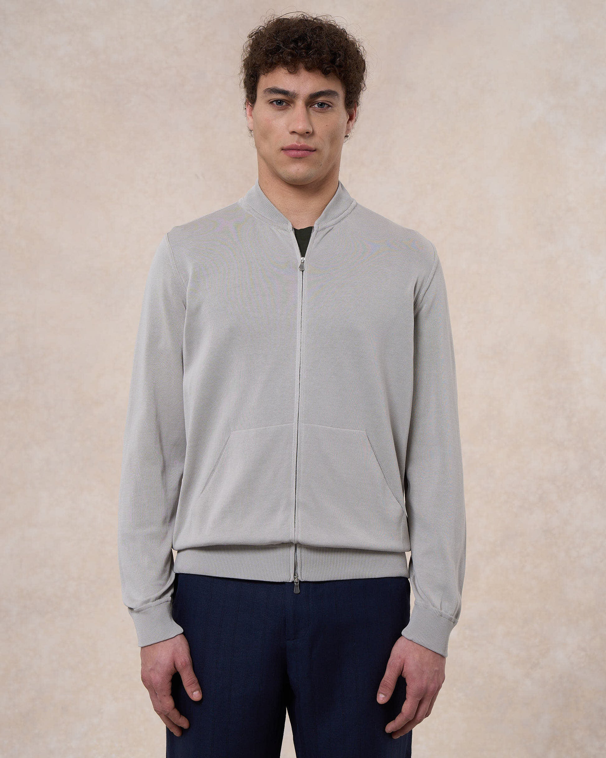 Giacca bomber grigio nebbia in cotone