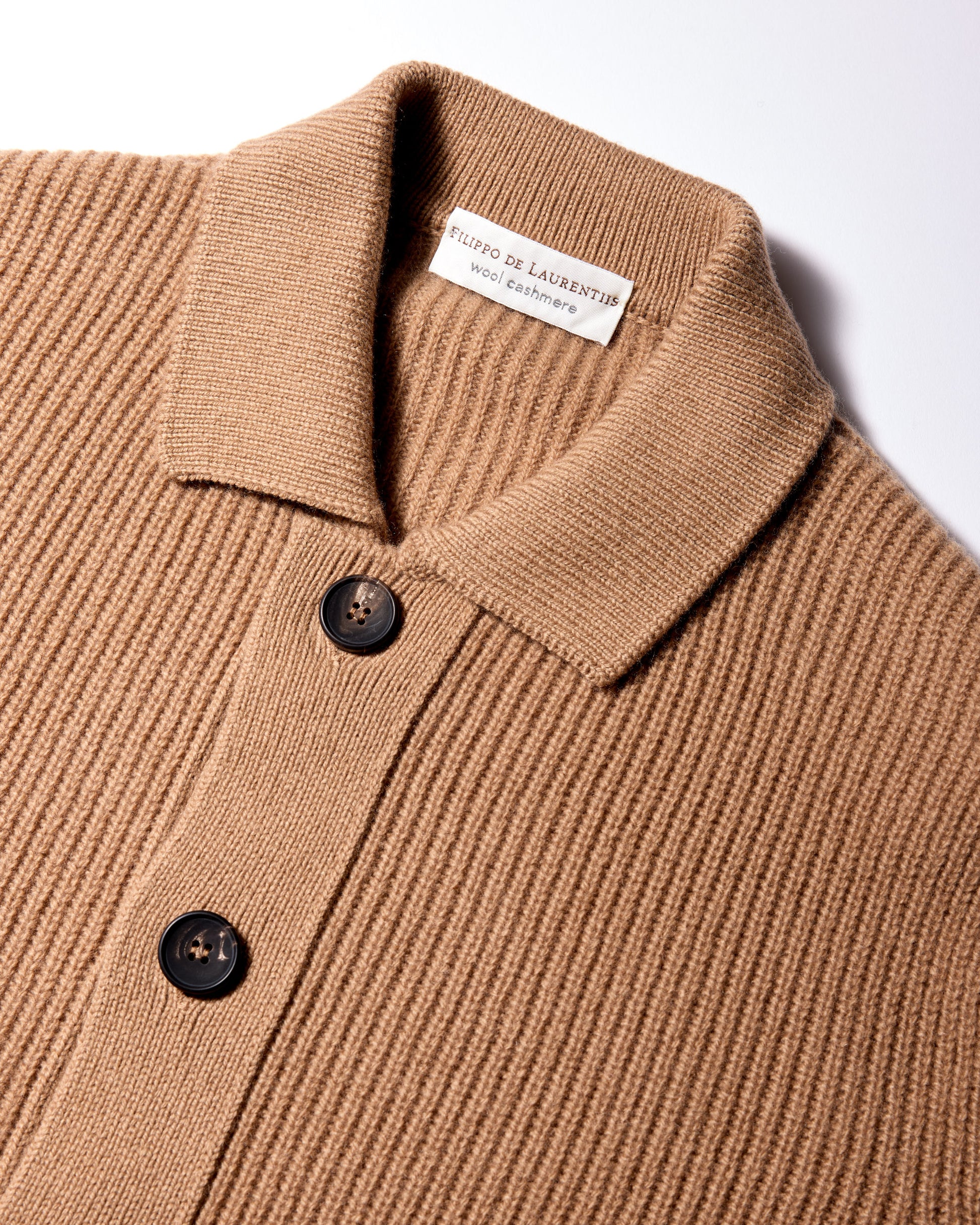 Camicia con taschino lana cashmere albino naturale