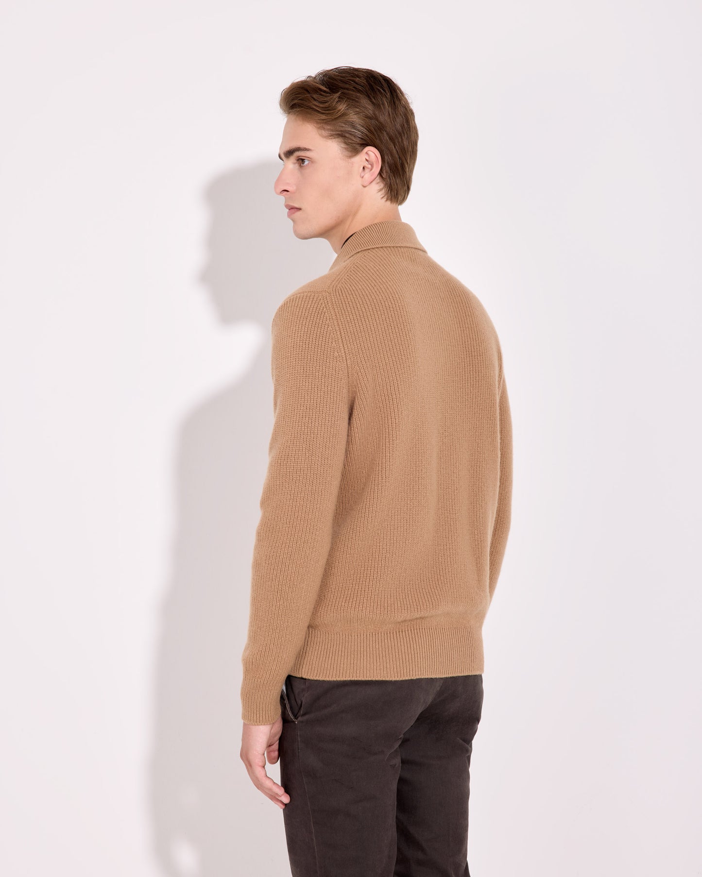 Camicia con taschino lana cashmere albino naturale