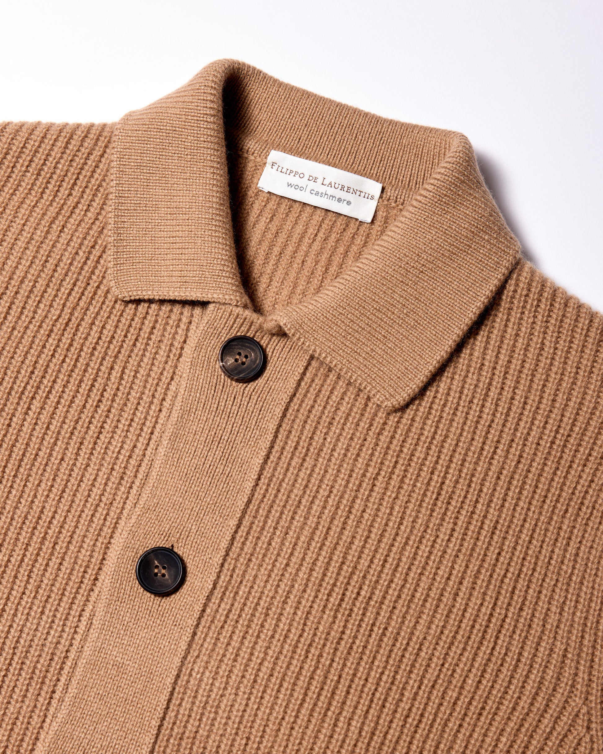 Camicia con taschino lana cashmere albino naturale