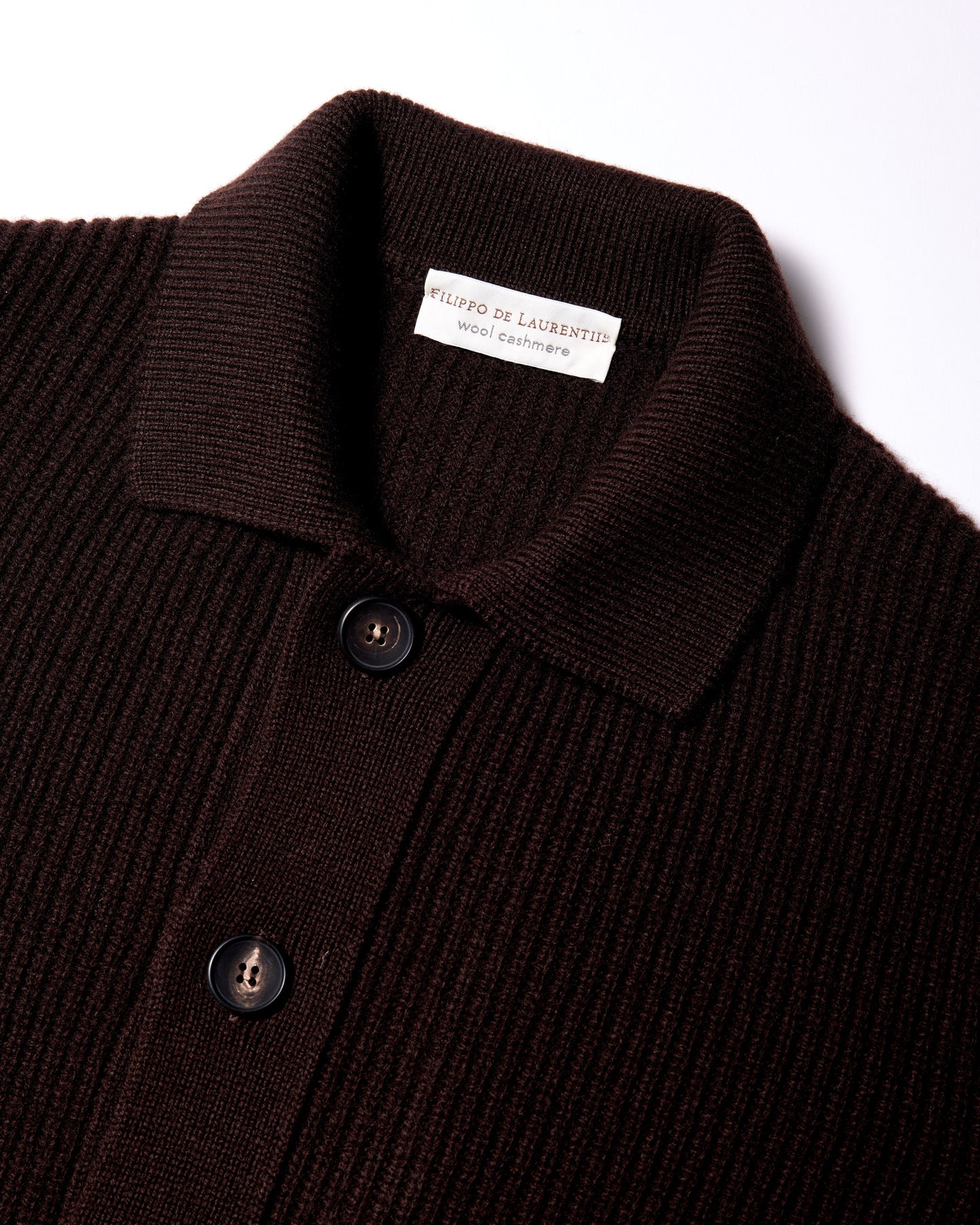 Camicia con taschino lana cashmere caffè
