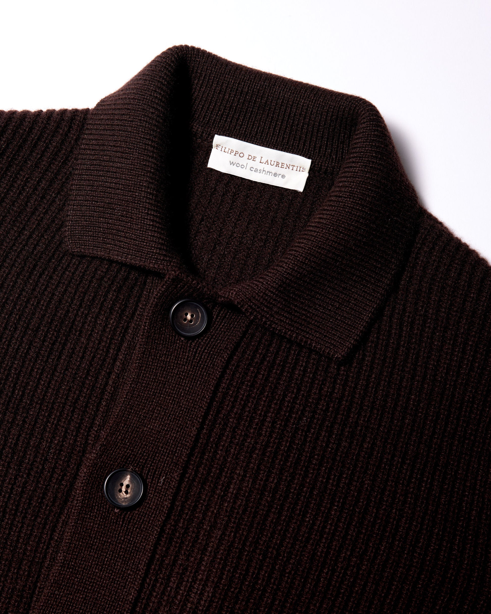Camicia con taschino lana cashmere caffè