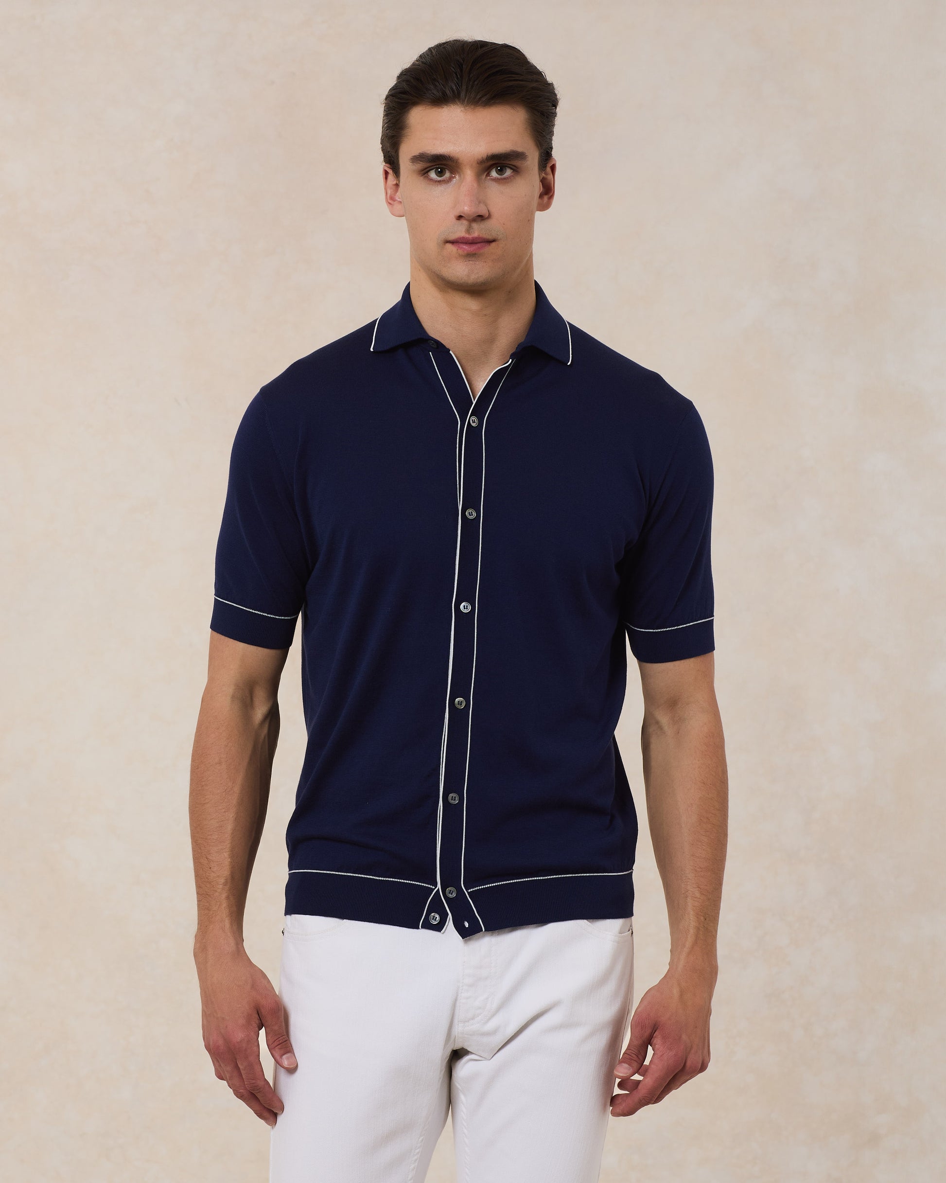 Camicia Cotone Superlight Con Profili In Contrasto