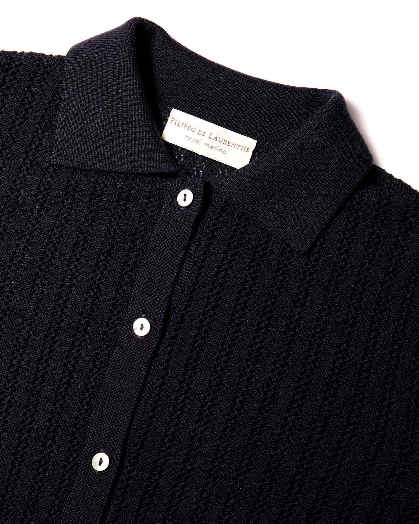 Camicia traforatino royal merino blu navy