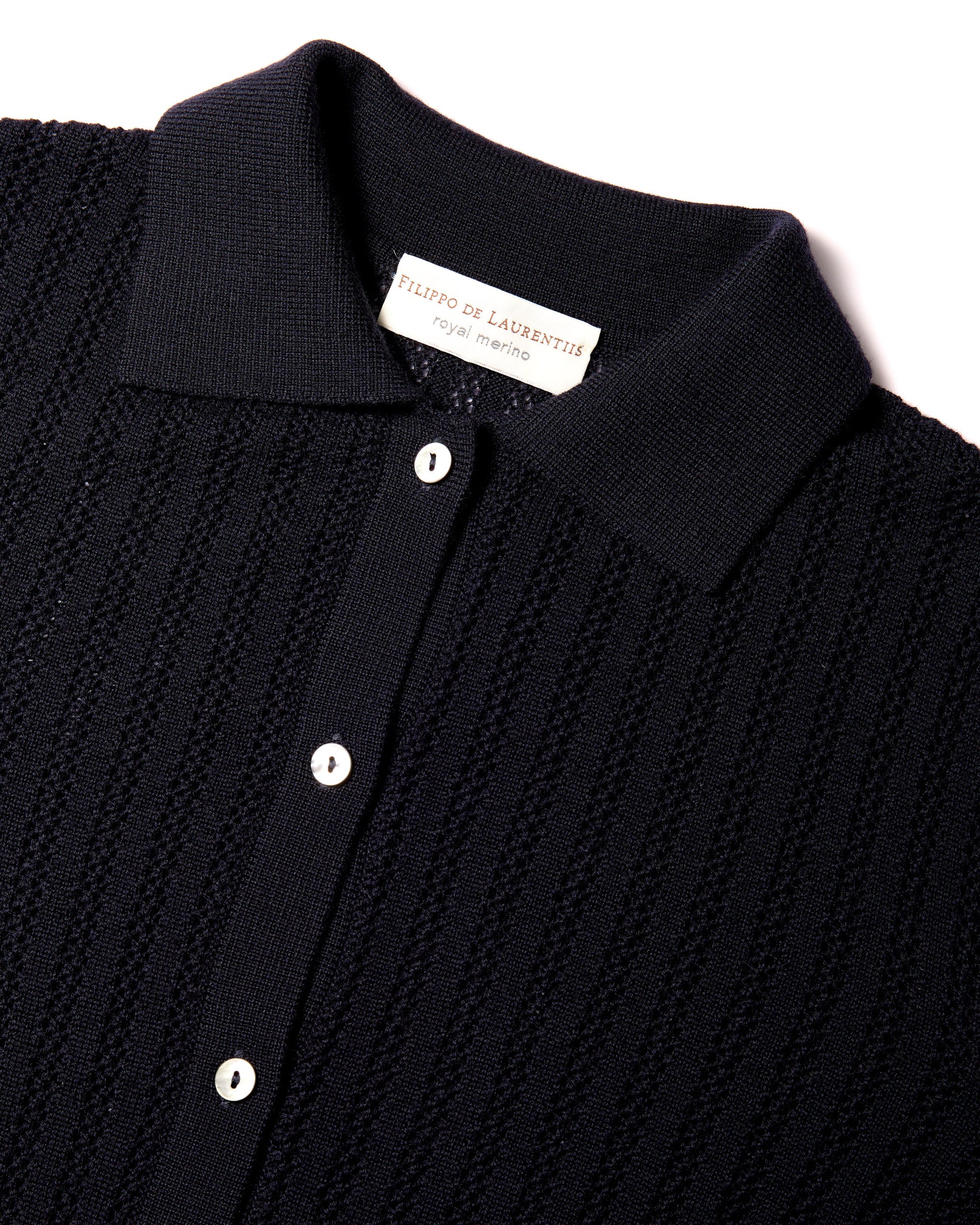 Camicia traforatino royal merino blu navy