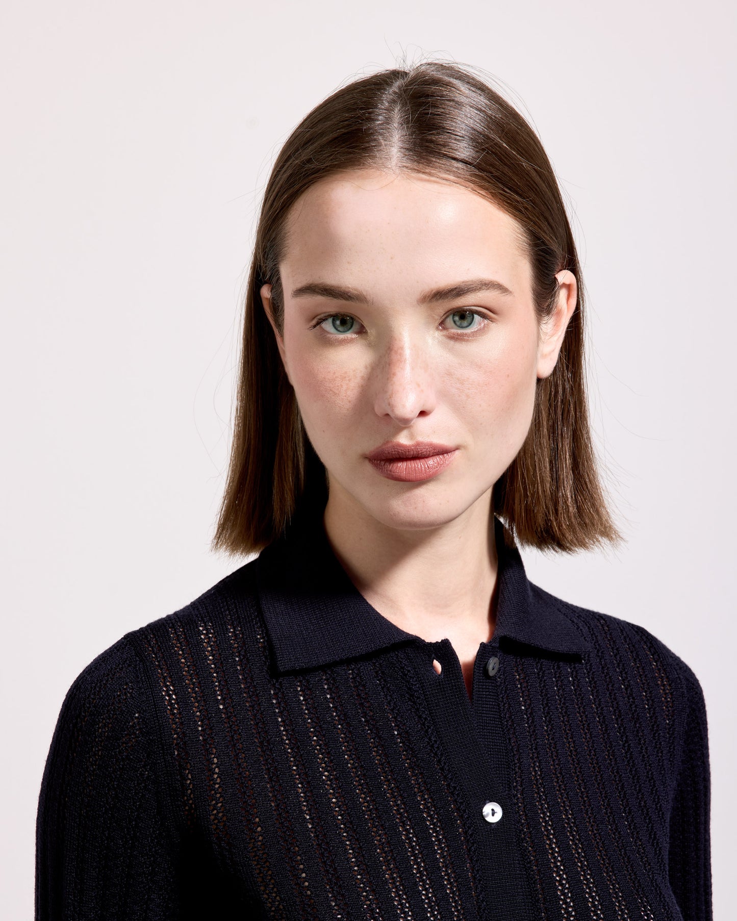 Camicia traforatino royal merino blu navy
