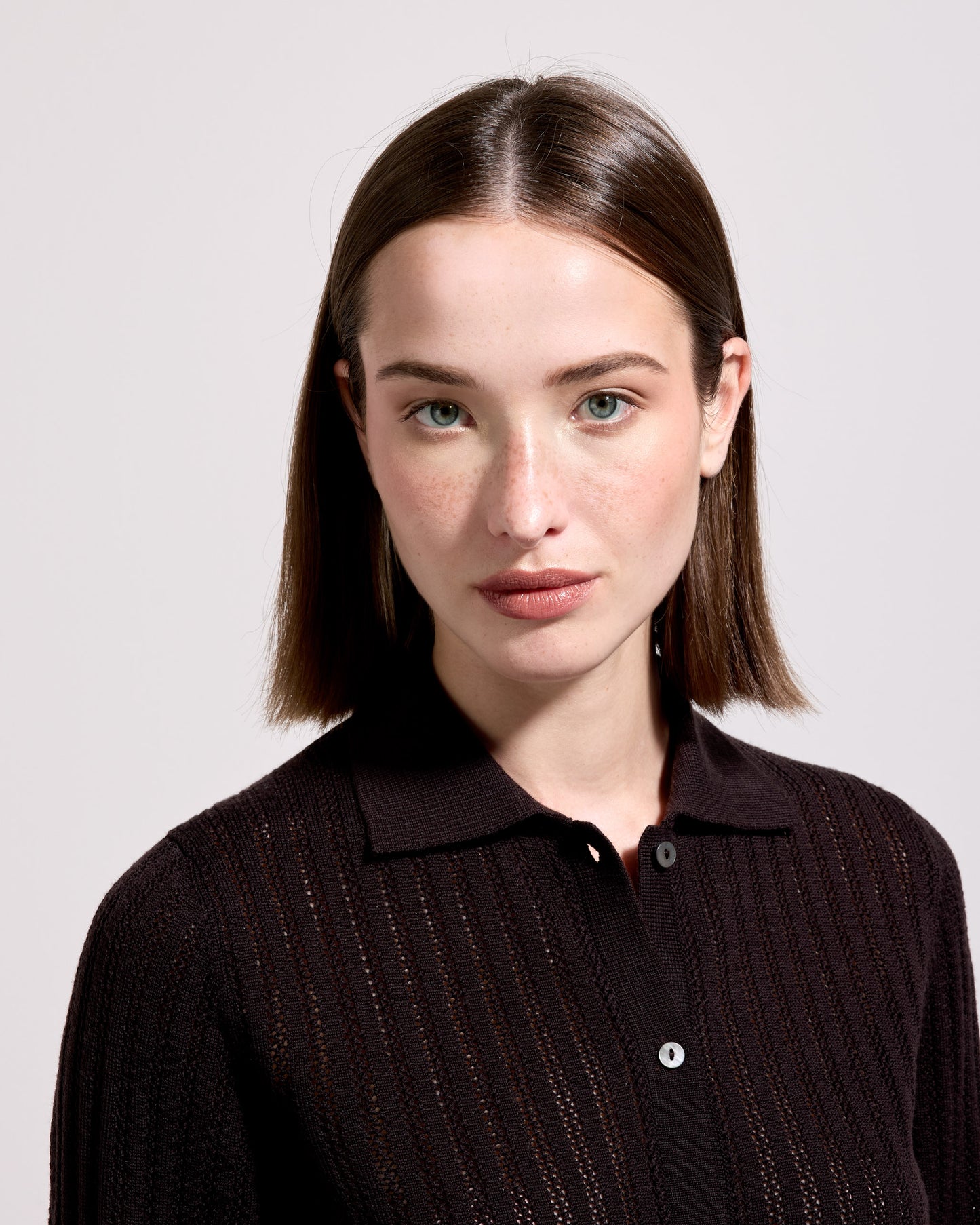 Camicia traforatino royal merino caffè