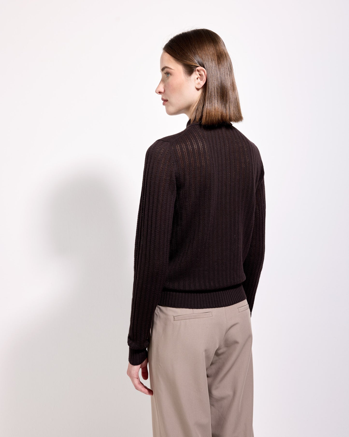 Camicia traforatino royal merino caffè