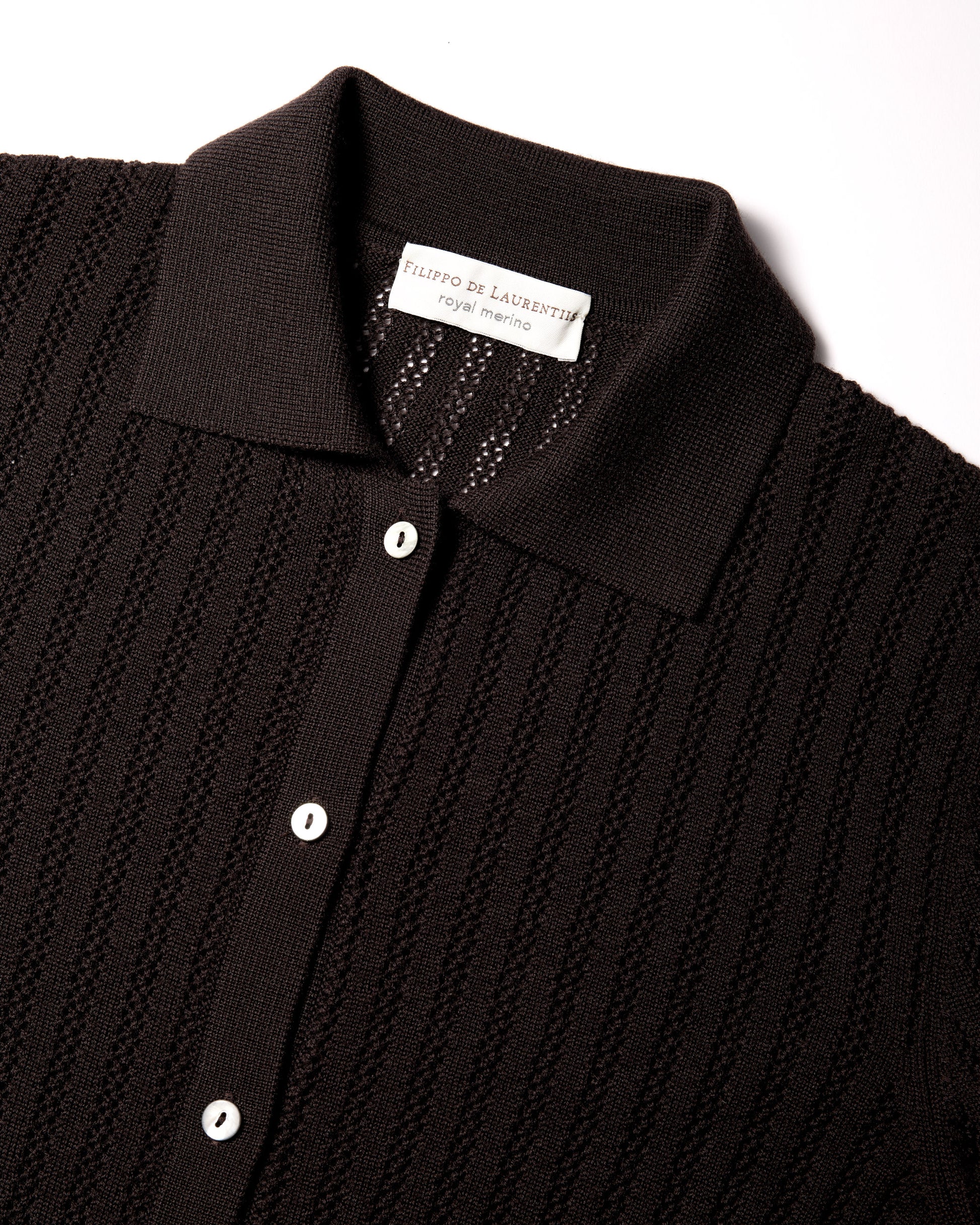 Camicia traforatino royal merino caffè