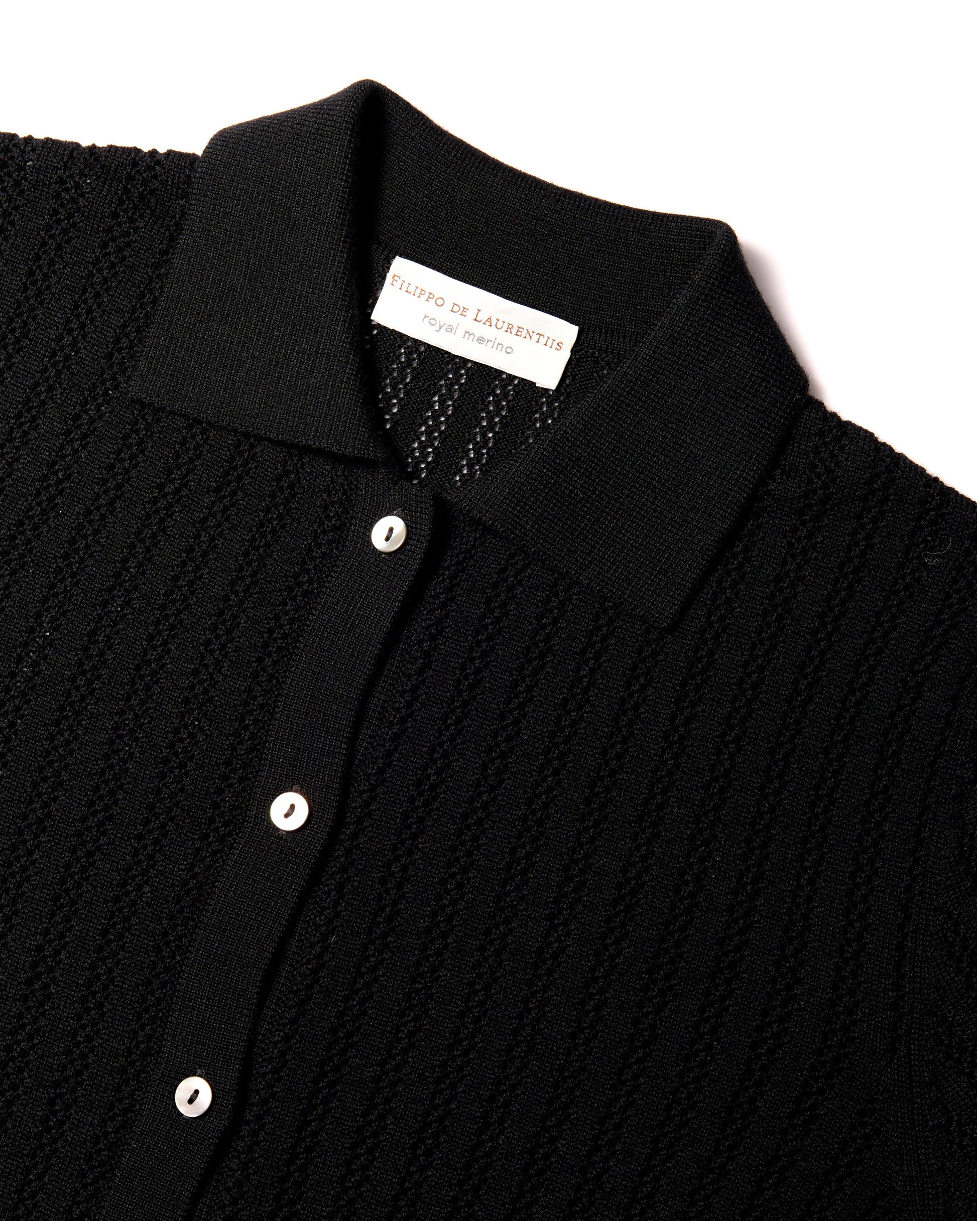 Camicia traforatino royal merino nero 