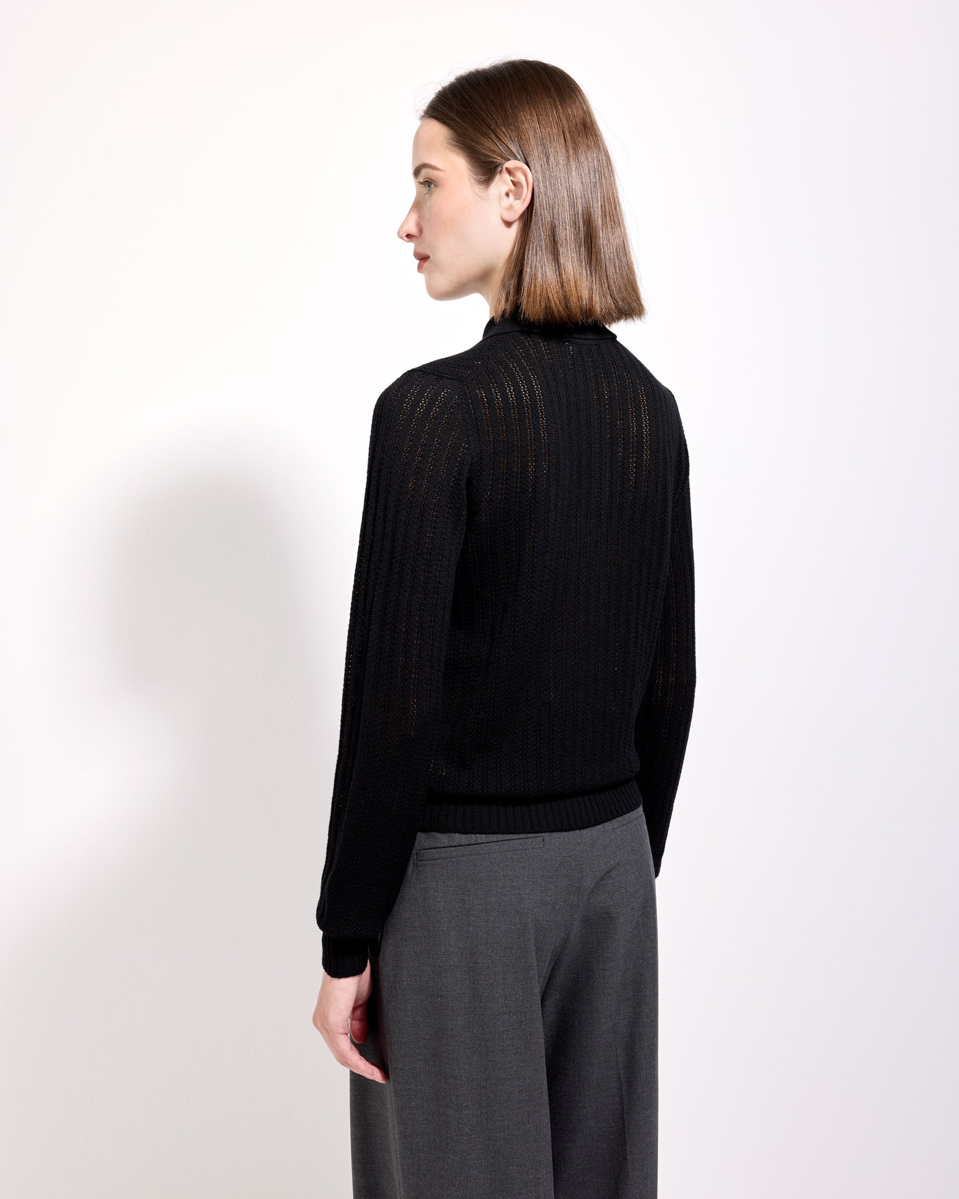 Camicia traforatino royal merino nero 