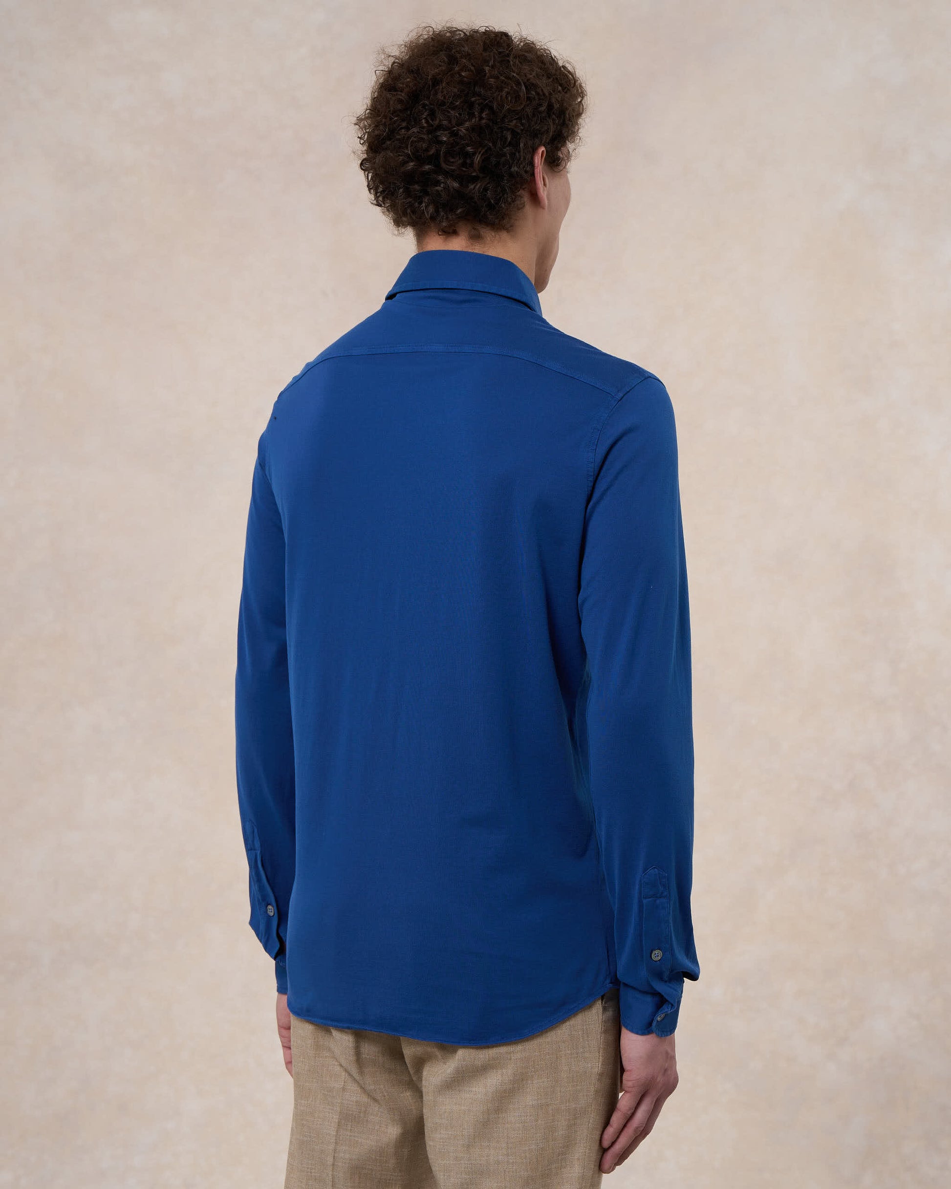 Camicia blu scuro in jersey di cotone 