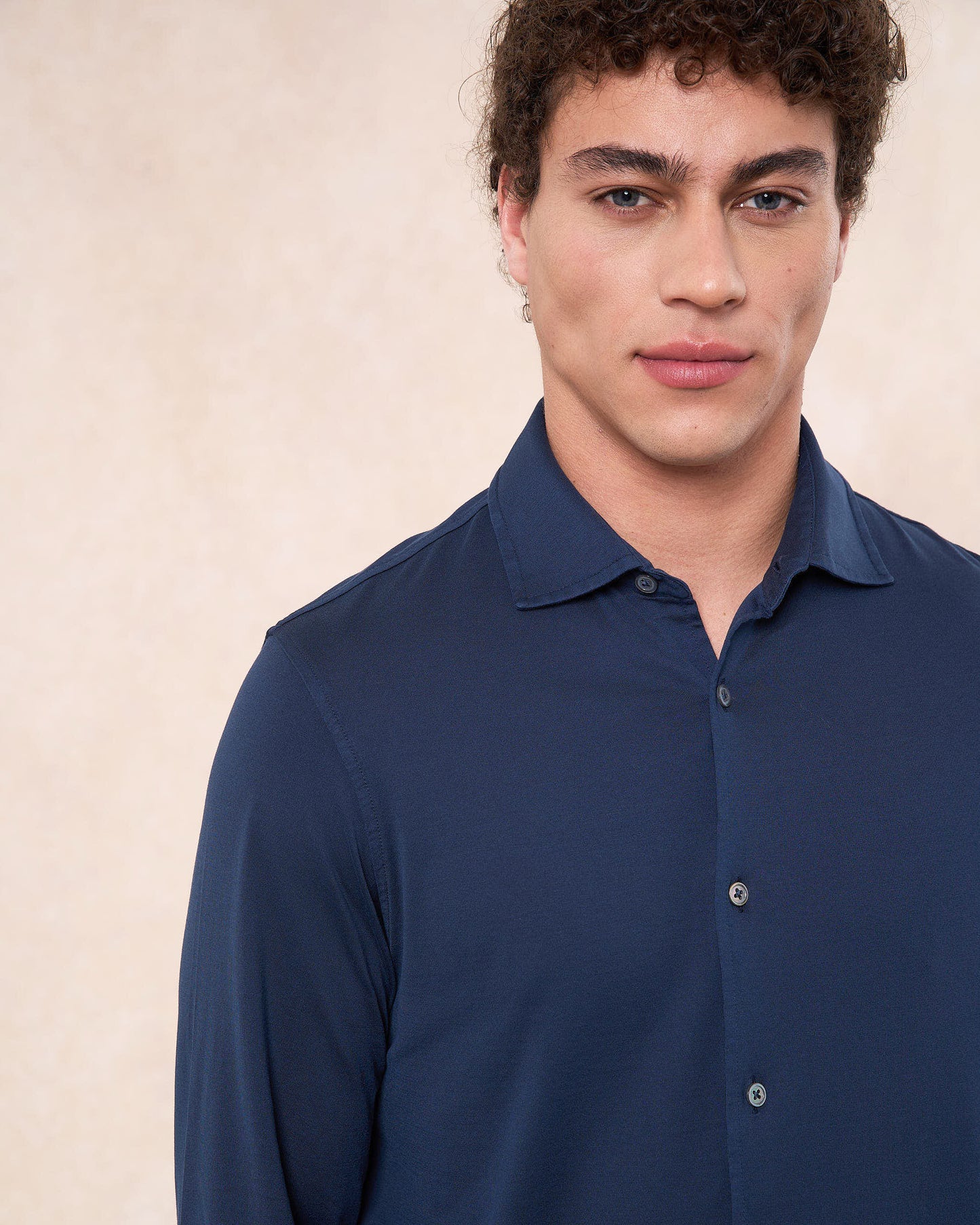 Camicia indaco in jersey di cotone 