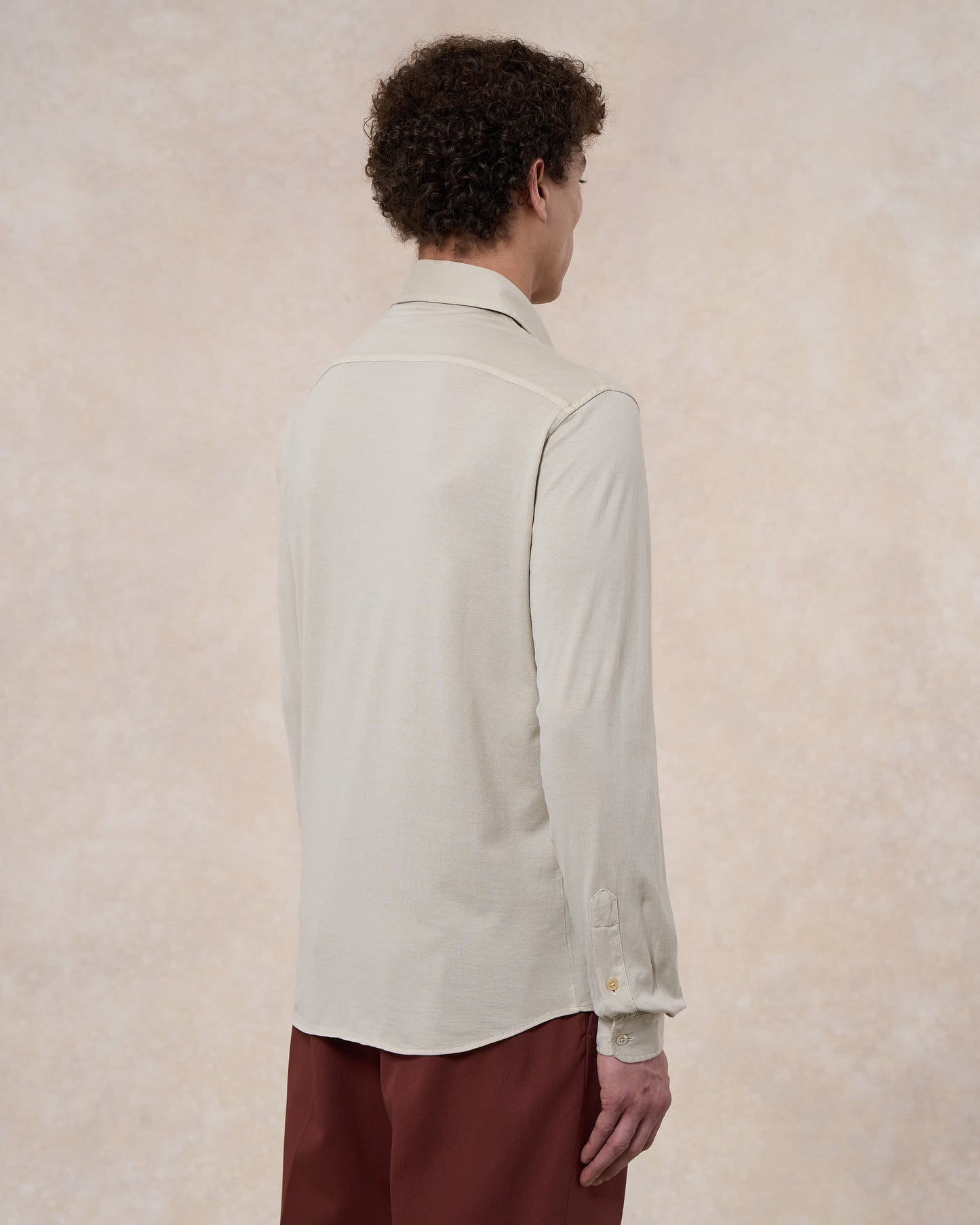 Camicia grigio pietra in jersey di cotone 
