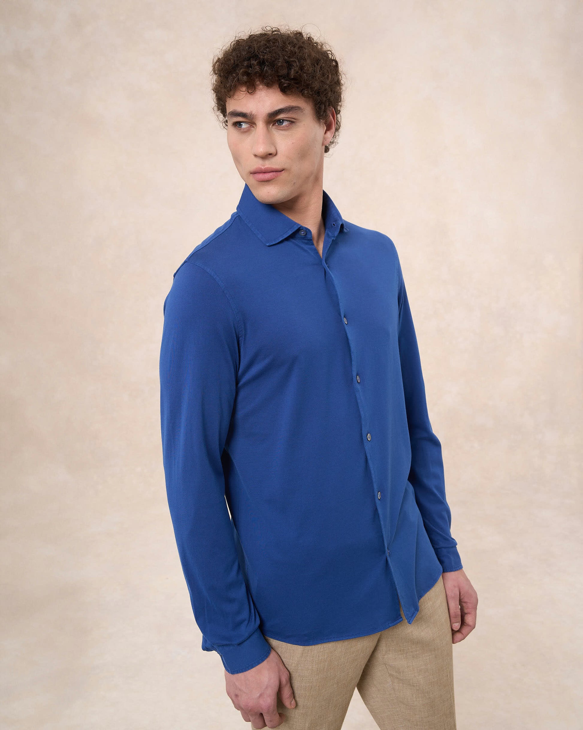 Camicia blu scuro in jersey di cotone 