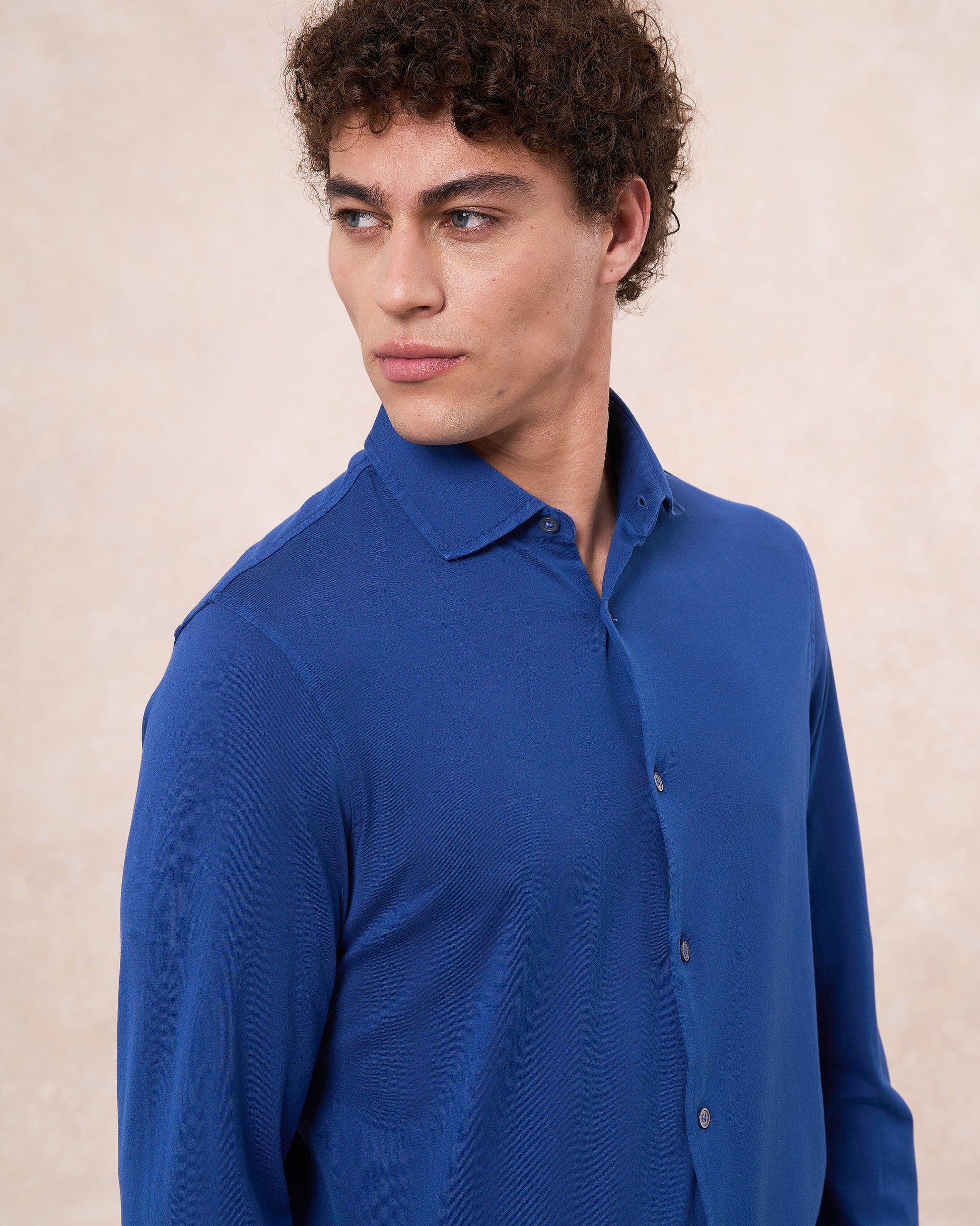 Camicia blu scuro in jersey di cotone 