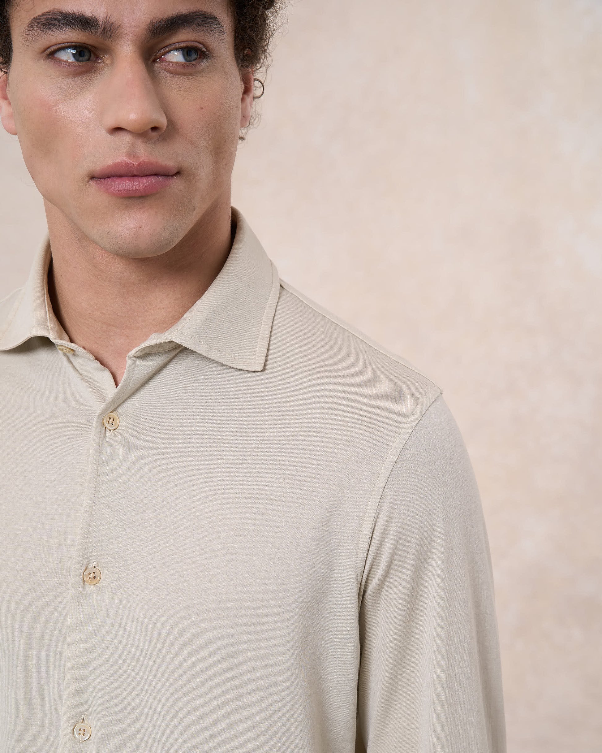Camicia grigio pietra in jersey di cotone 